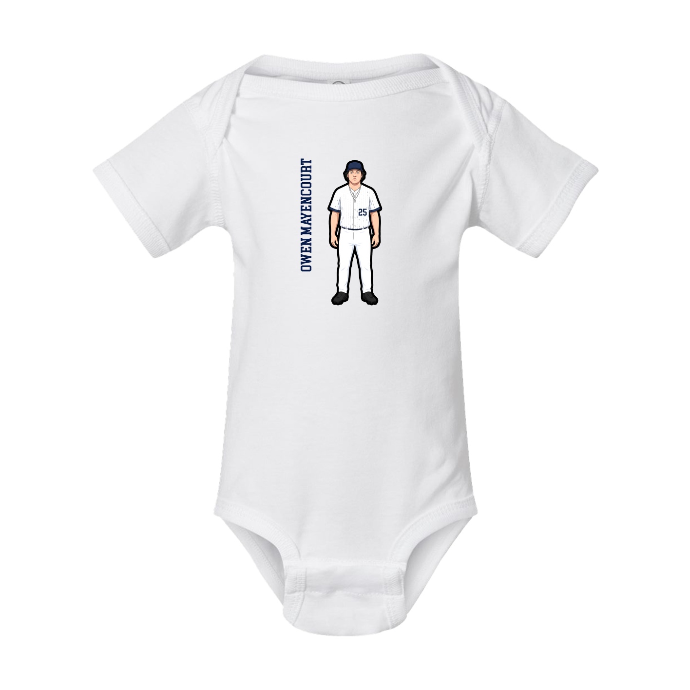 Baby Onesie — Name Vertical in White
