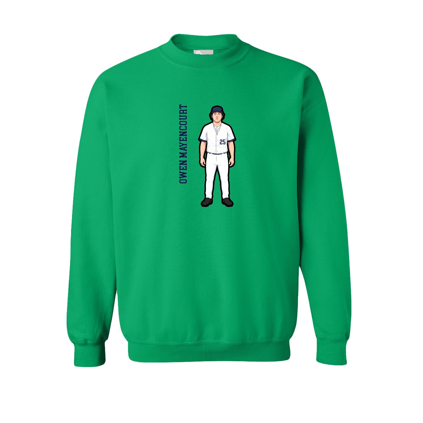 Fleece Crew — Name Vertical in Green