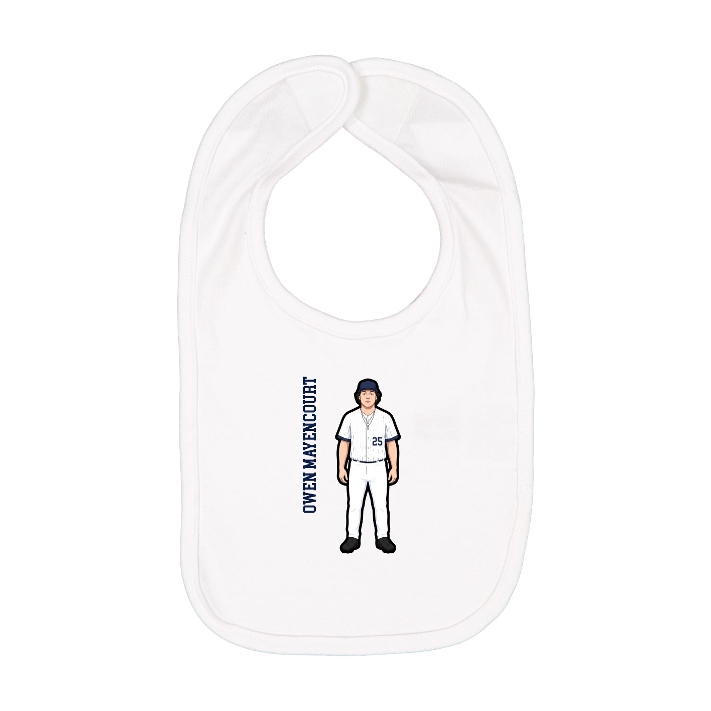 Infant Bib — Name Vertical in White