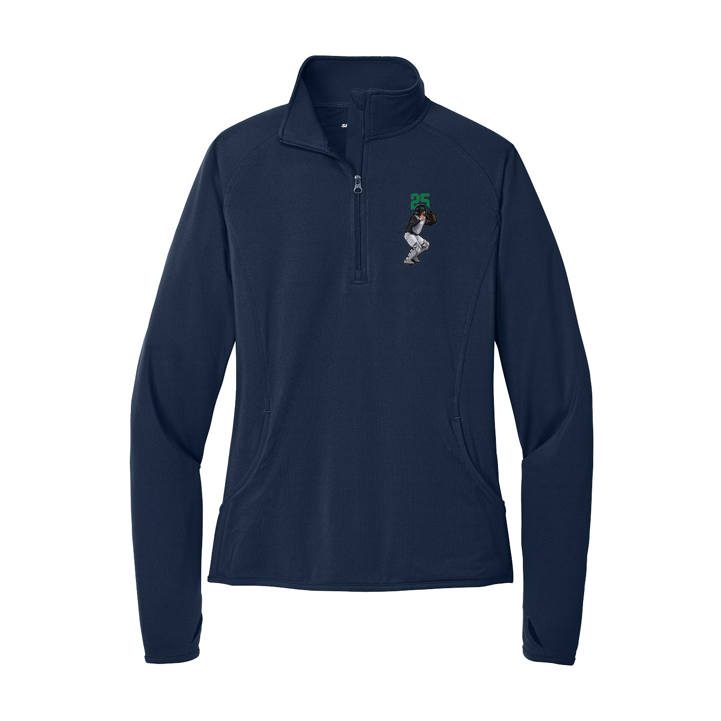 Women's Q-Zip Pullover — Number Top in Navy