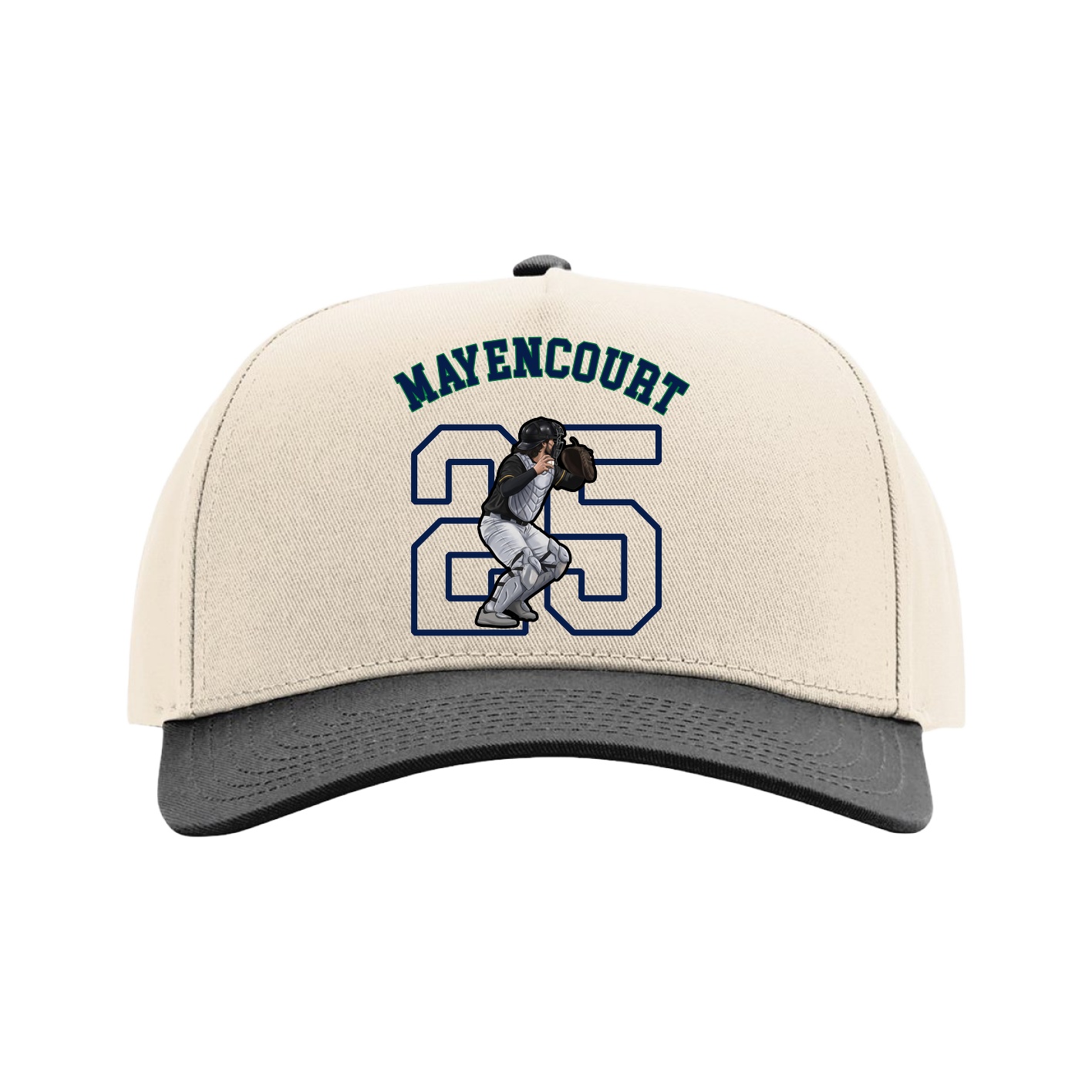 Full Fabric Five-Panel Champ Cap — Shirsey Arch in Cream/Black