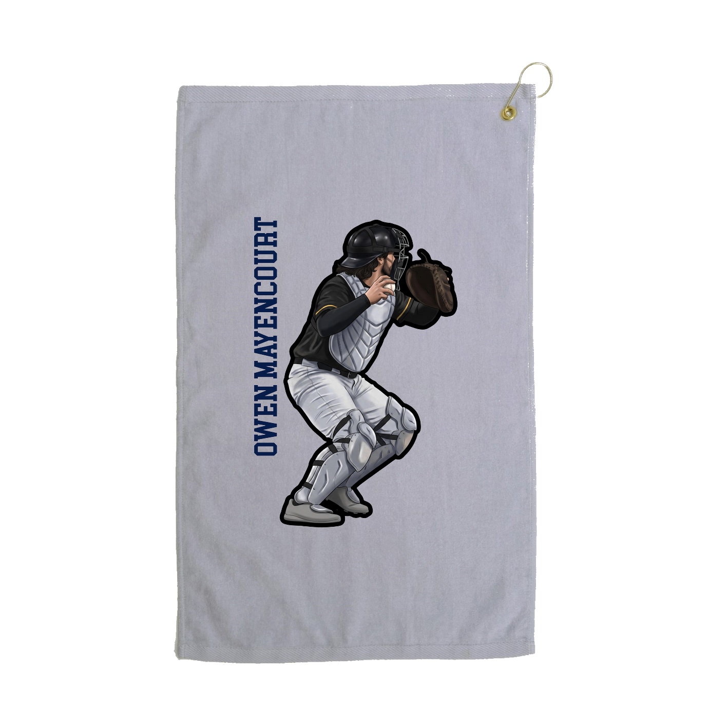 Golf Towel — Name Vertical in Grey