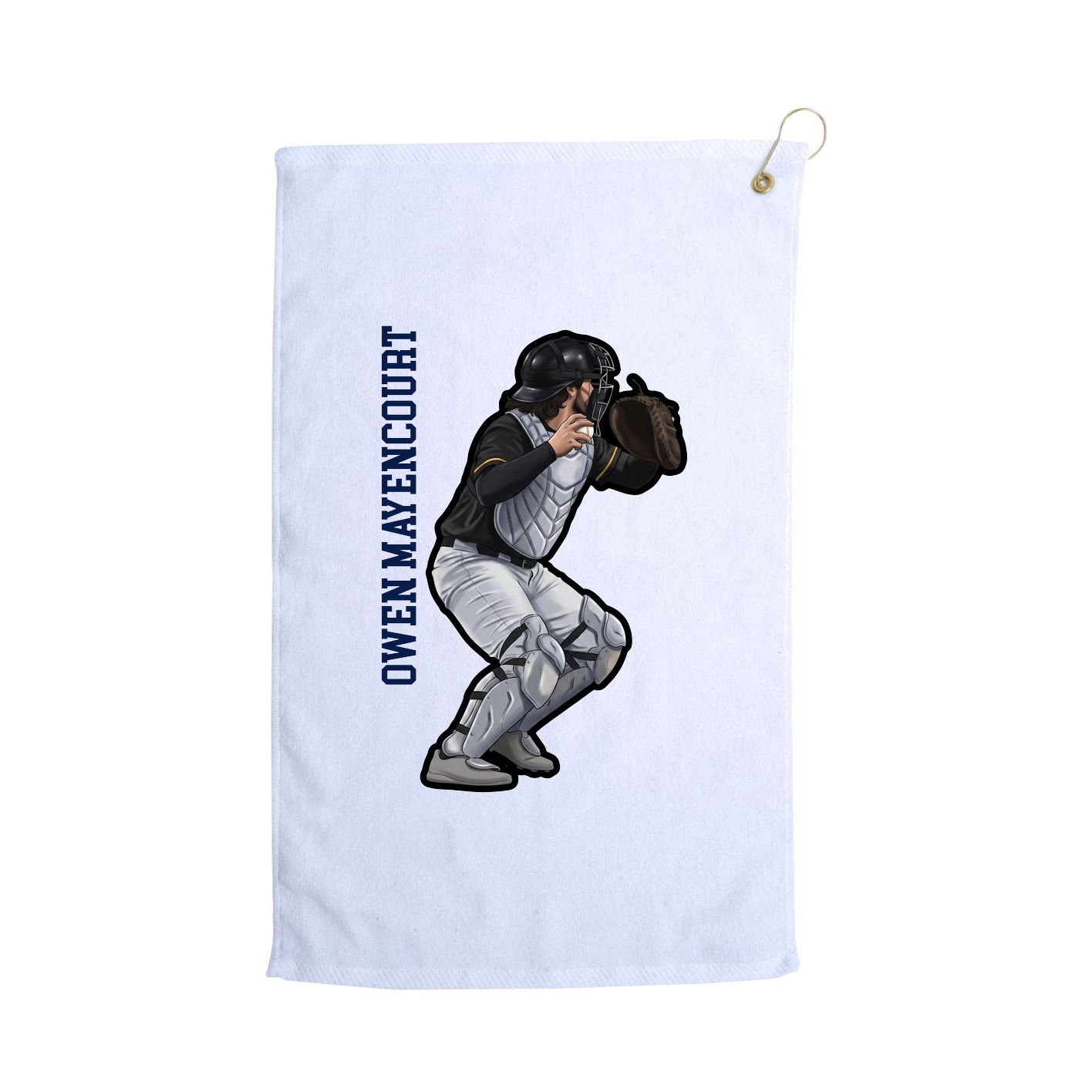 Golf Towel — Name Vertical in White