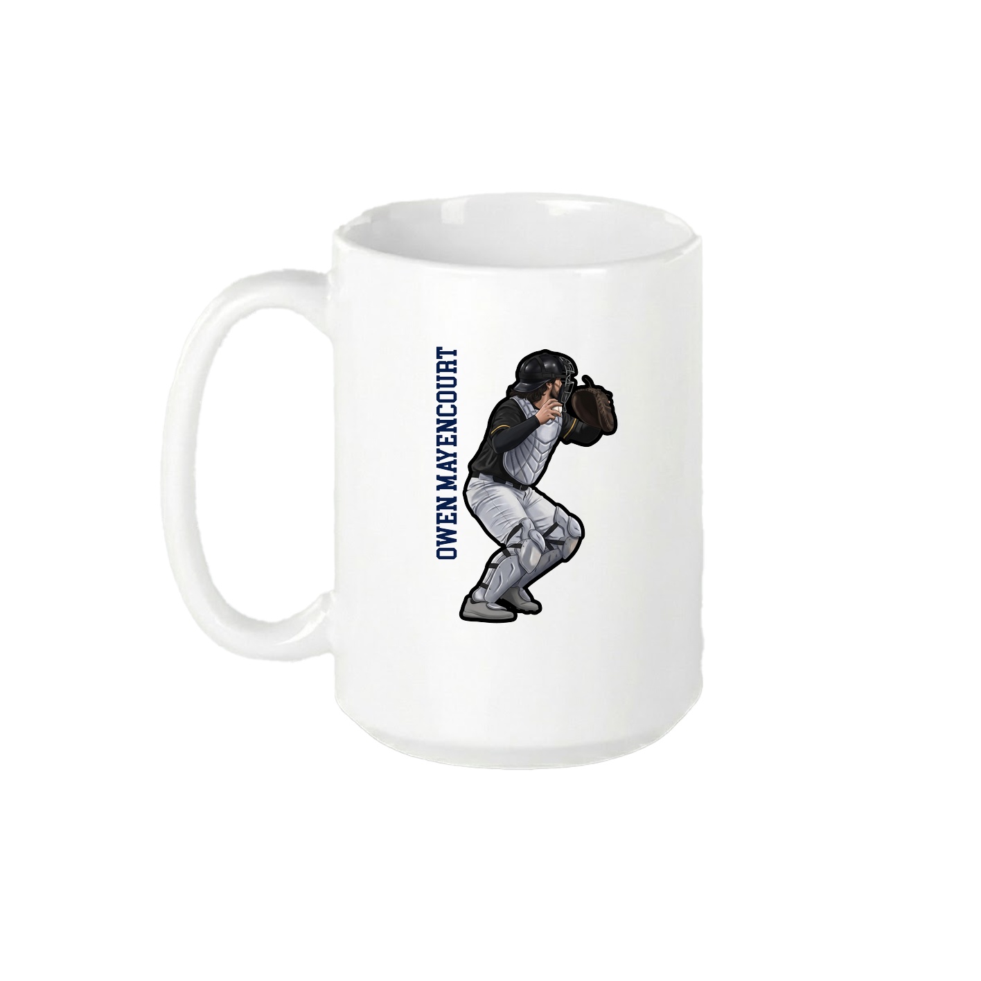 15oz Coffee Mug — Name Vertical in White