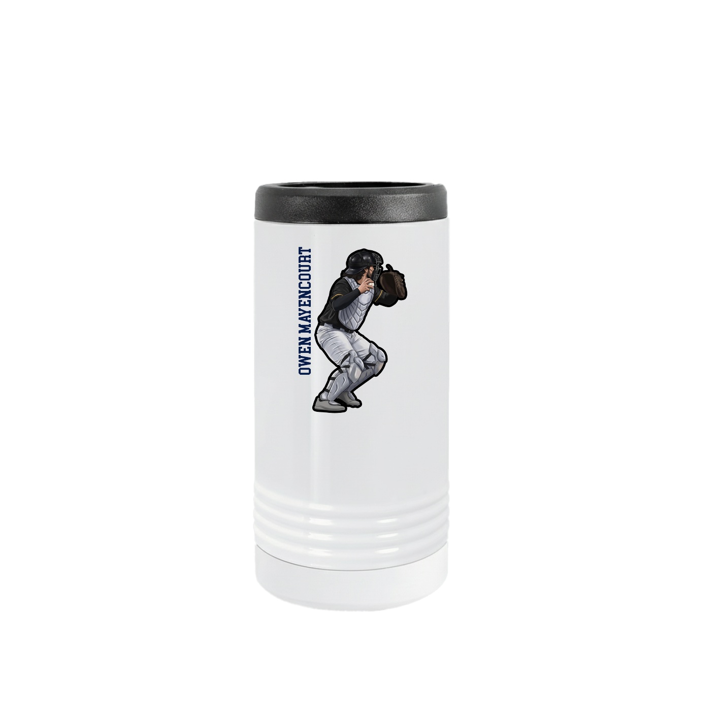 Slim Beverage Holder — Name Vertical in White