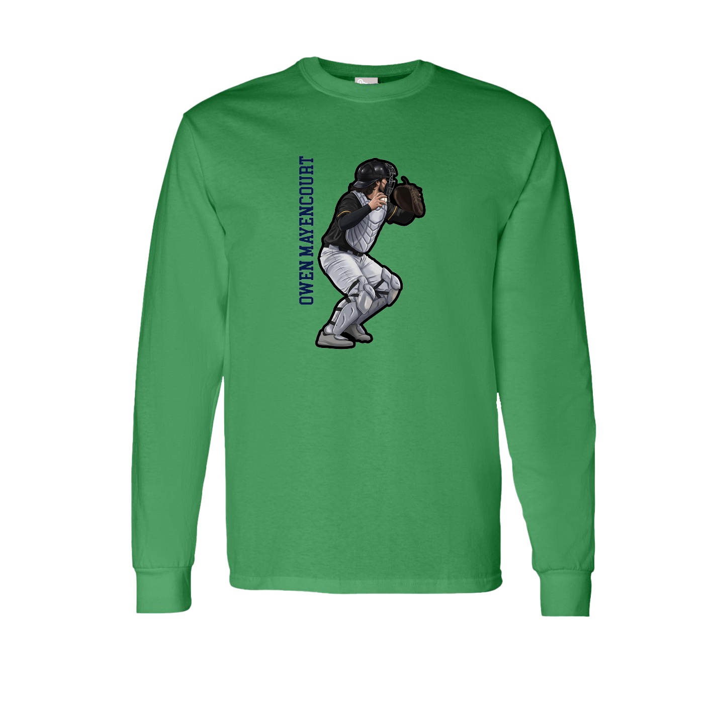 Long Sleeve Tee — Name Vertical in Green