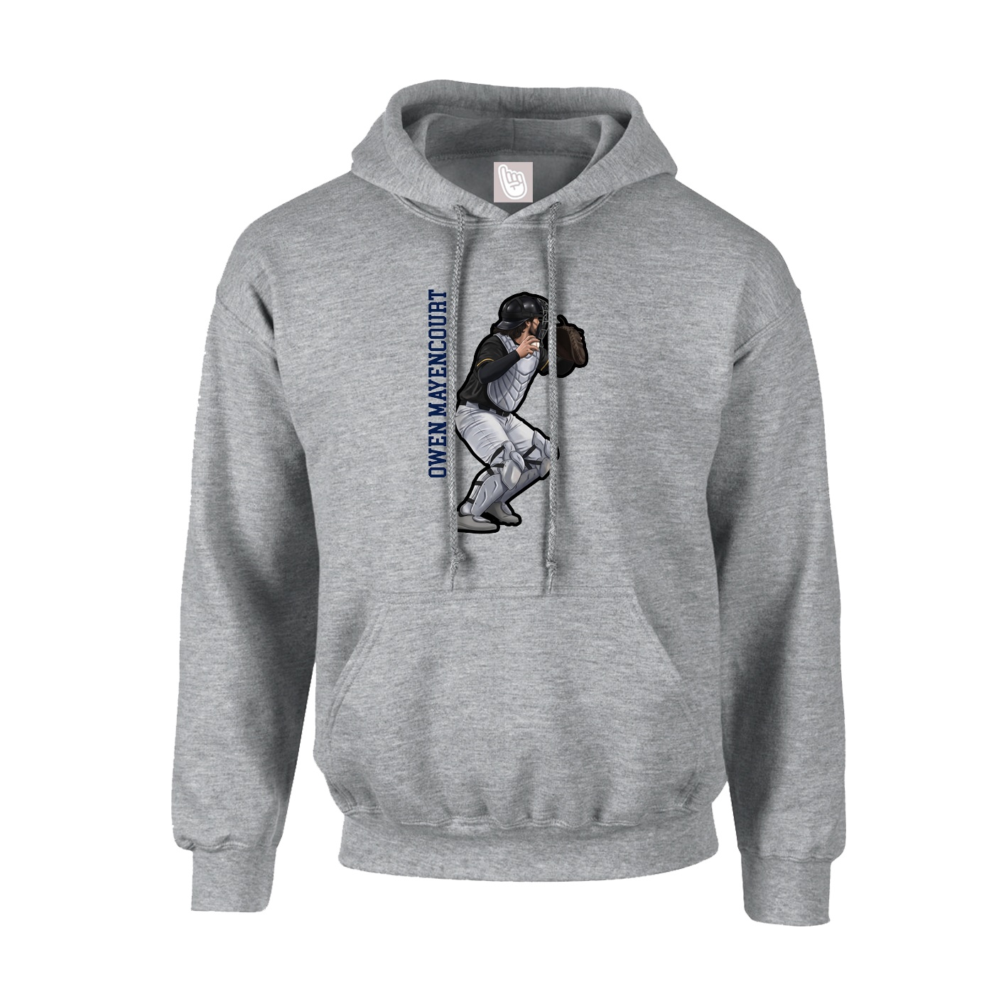 Youth Hoodie — Name Vertical in Grey