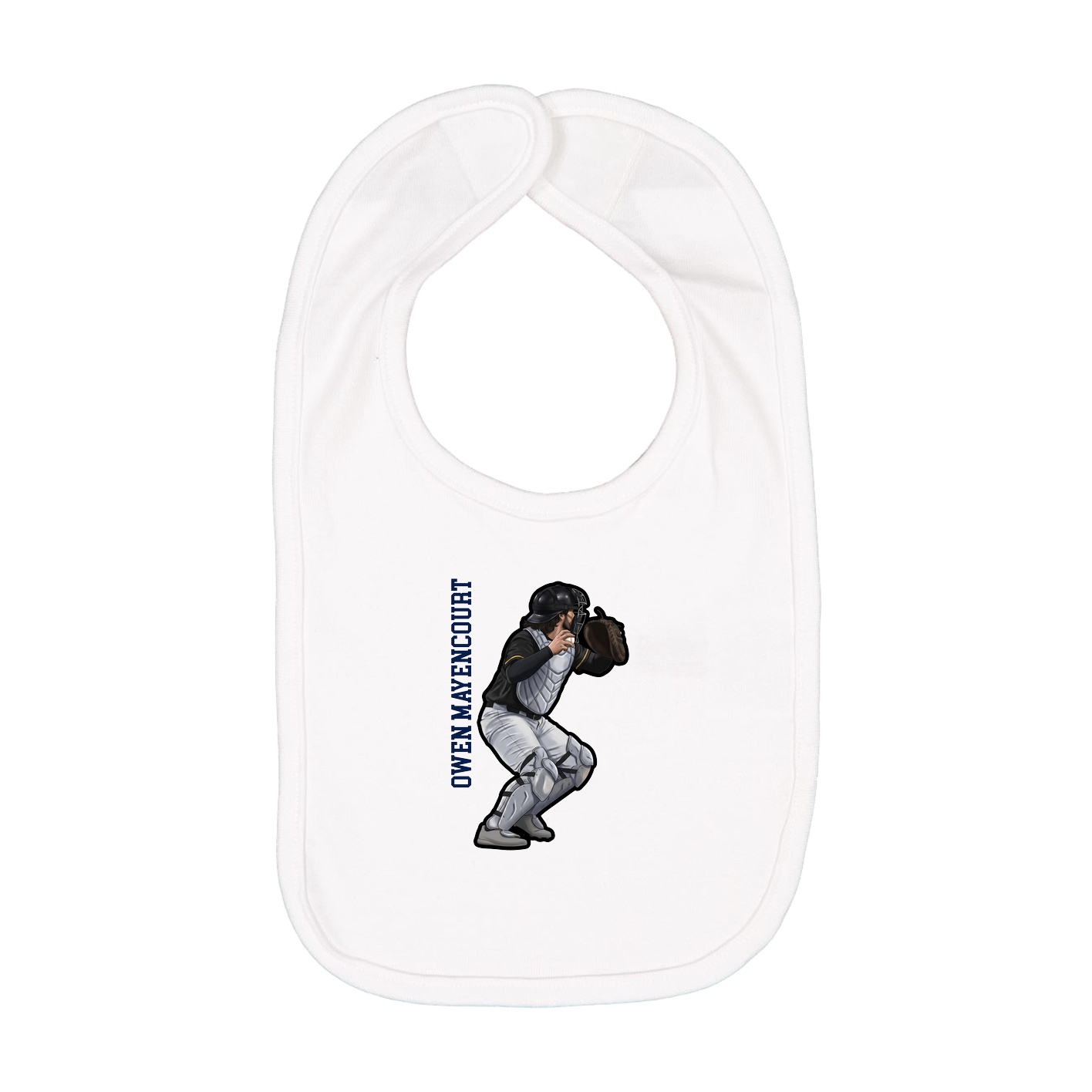 Infant Bib — Name Vertical in White