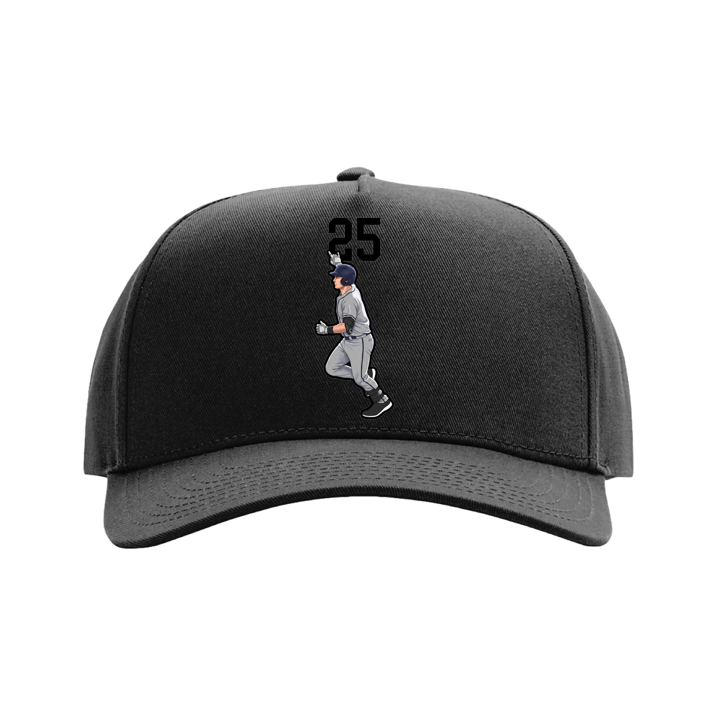 Full Fabric Five-Panel Champ Cap — Number Top in Black