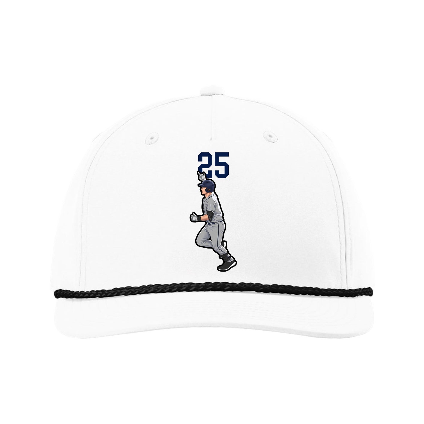 Five-Panel Classic Rope Cap — Number Top in White