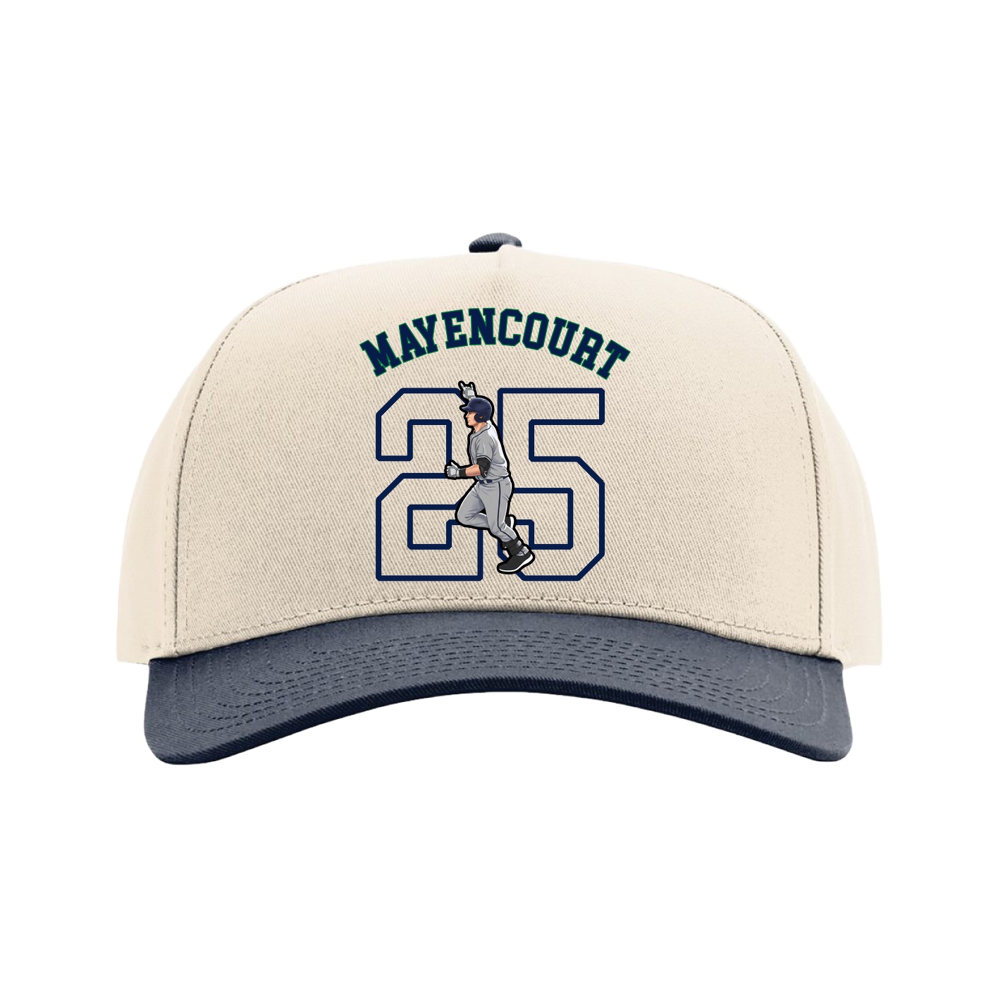 Full Fabric Five-Panel Champ Cap — Shirsey Arch in Cream/Navy
