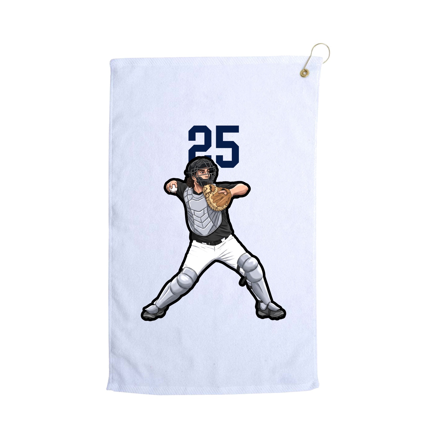 Golf Towel — Number Top in White