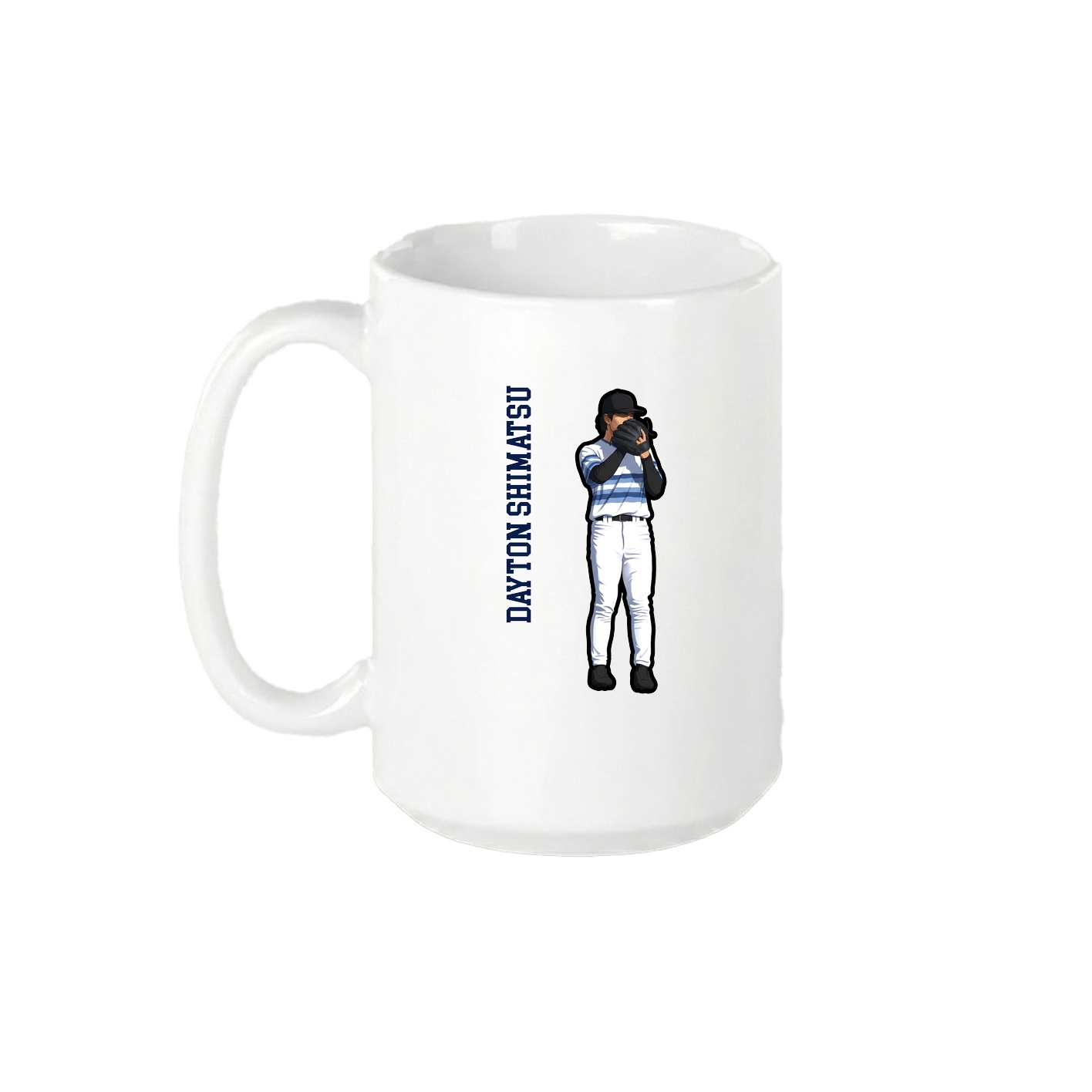 15oz Coffee Mug — Name Vertical in White