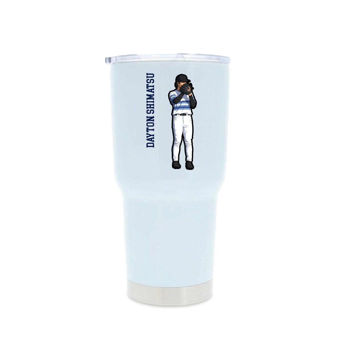 30oz Stainless Steel Tumbler — Name Vertical in White