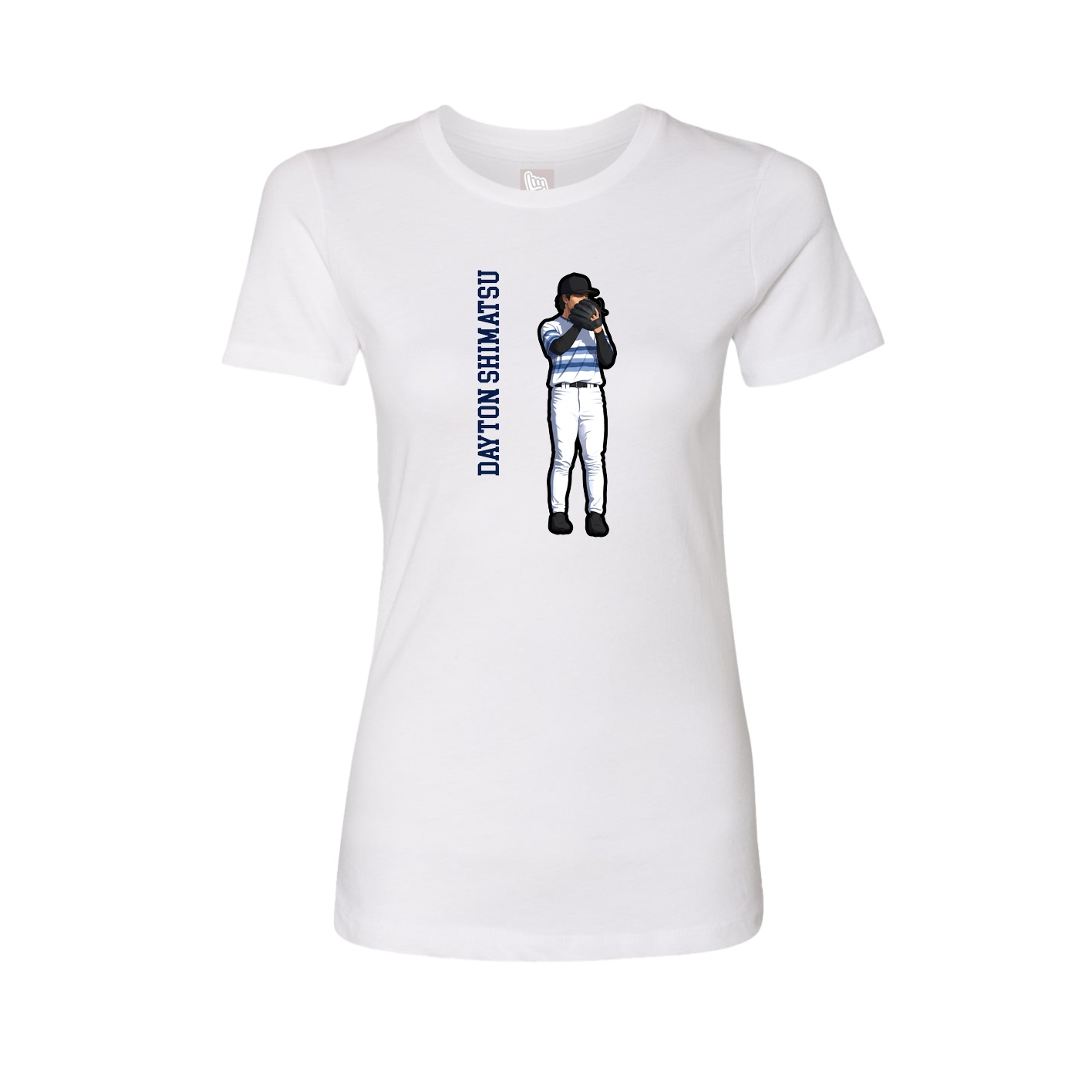 Fitted Women's Tee — Name Vertical in White