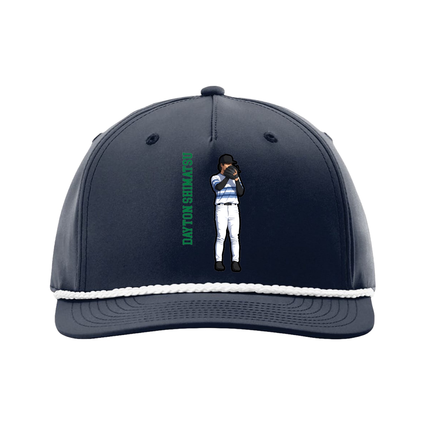 Five-Panel Classic Rope Cap — Name Vertical in Navy