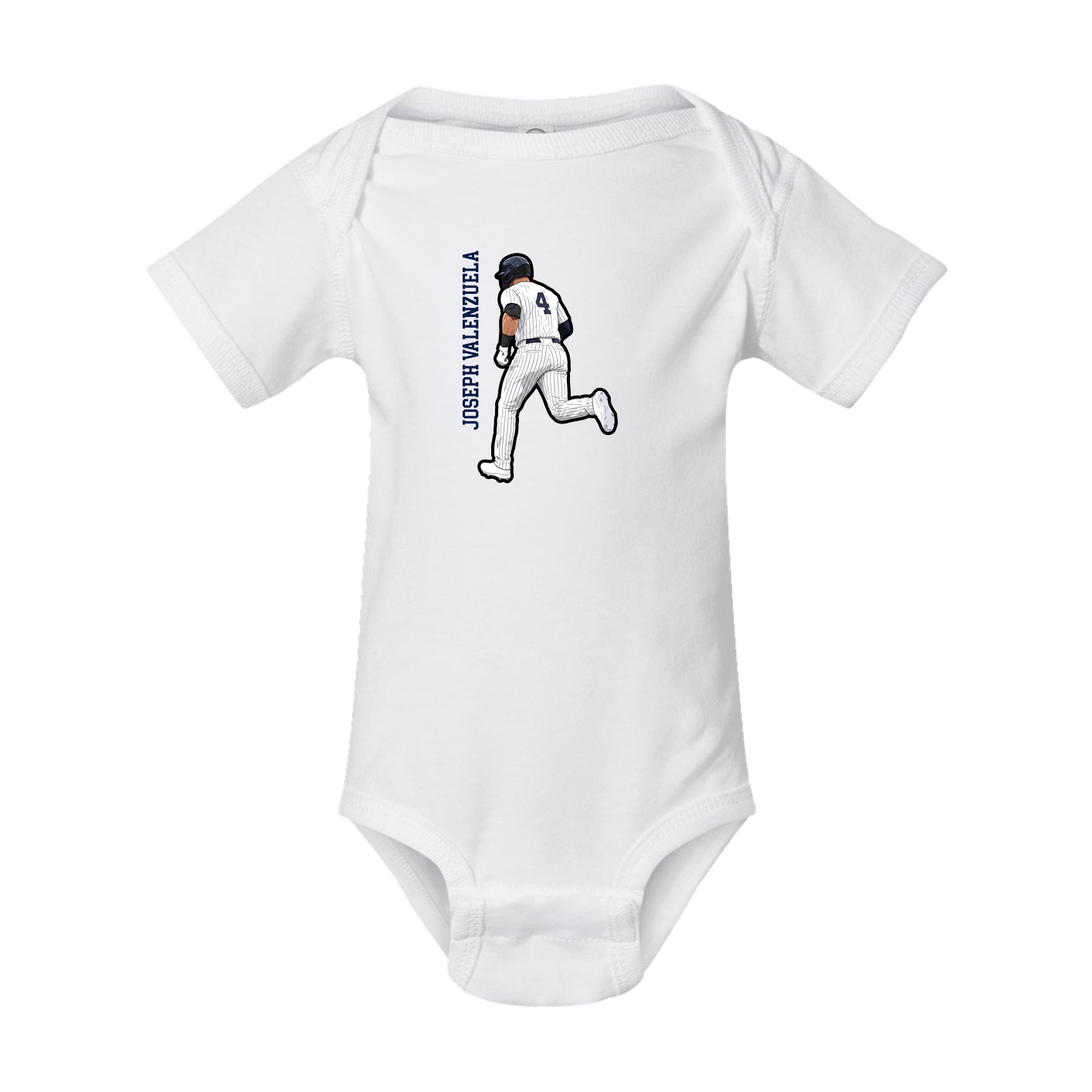 Baby Onesie — Name Vertical in White