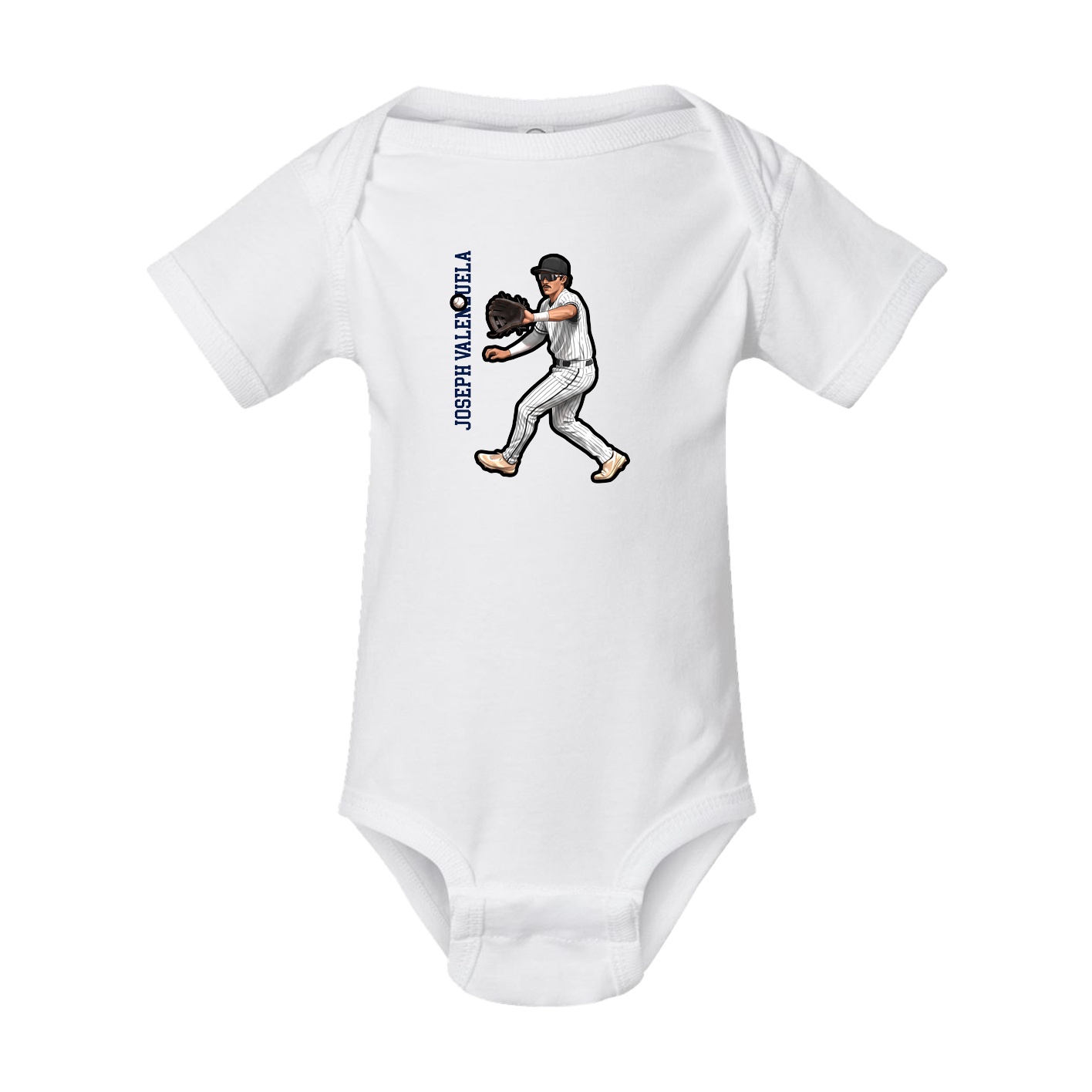 Baby Onesie — Name Vertical in White