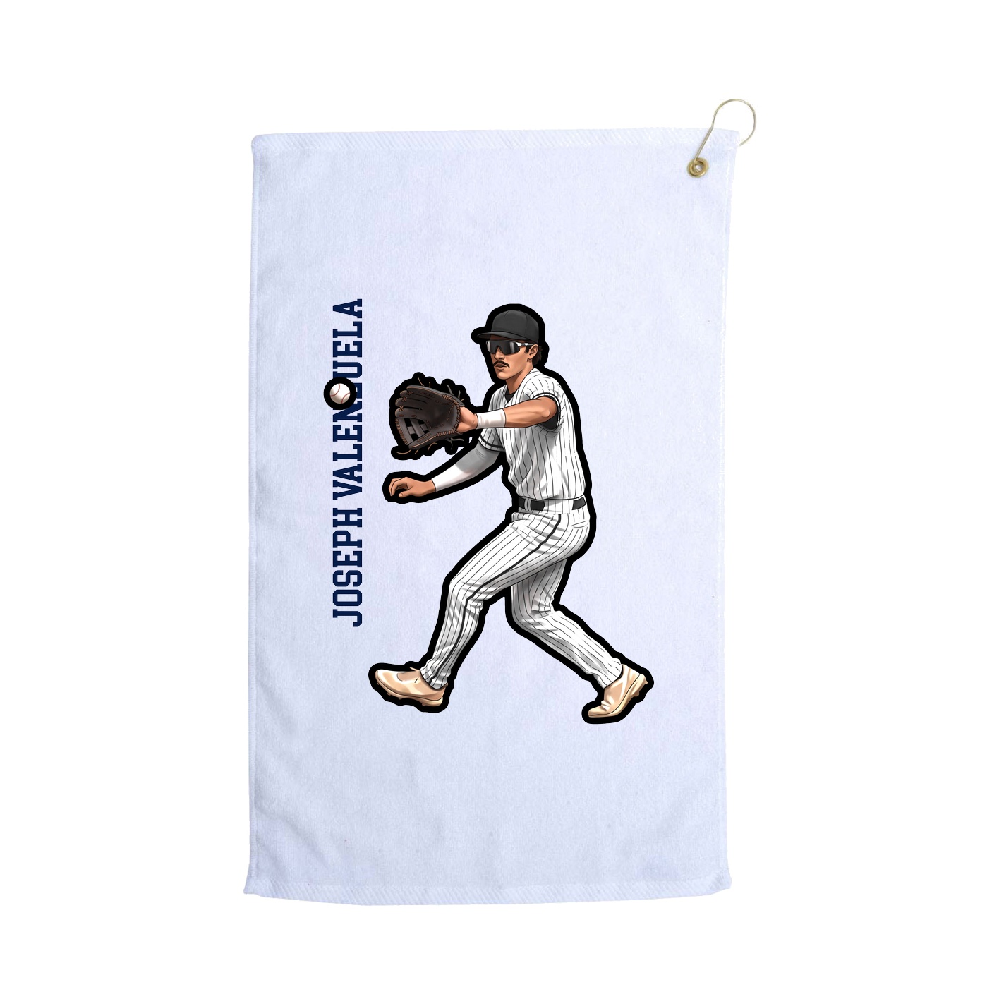 Golf Towel — Name Vertical in White
