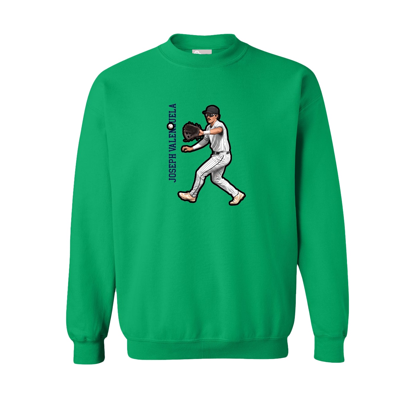 Fleece Crew — Name Vertical in Green