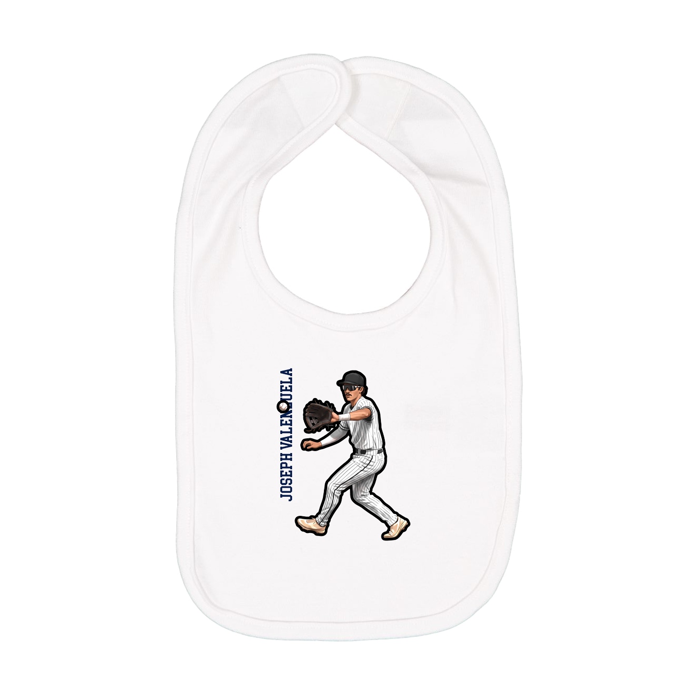 Infant Bib — Name Vertical in White