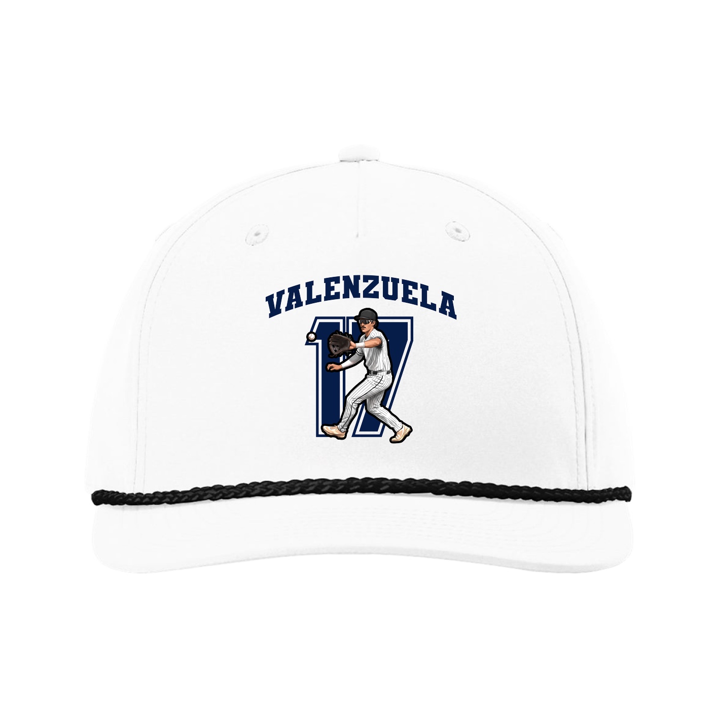 Five-Panel Classic Rope Cap — Number in White