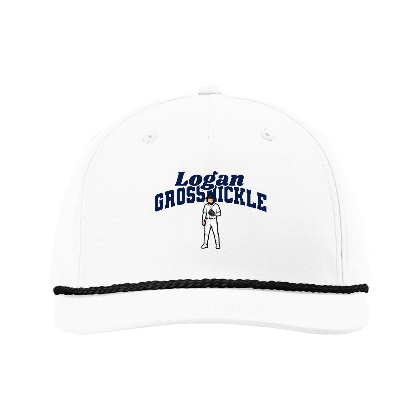 Five-Panel Classic Rope Cap — Signature Arch in White