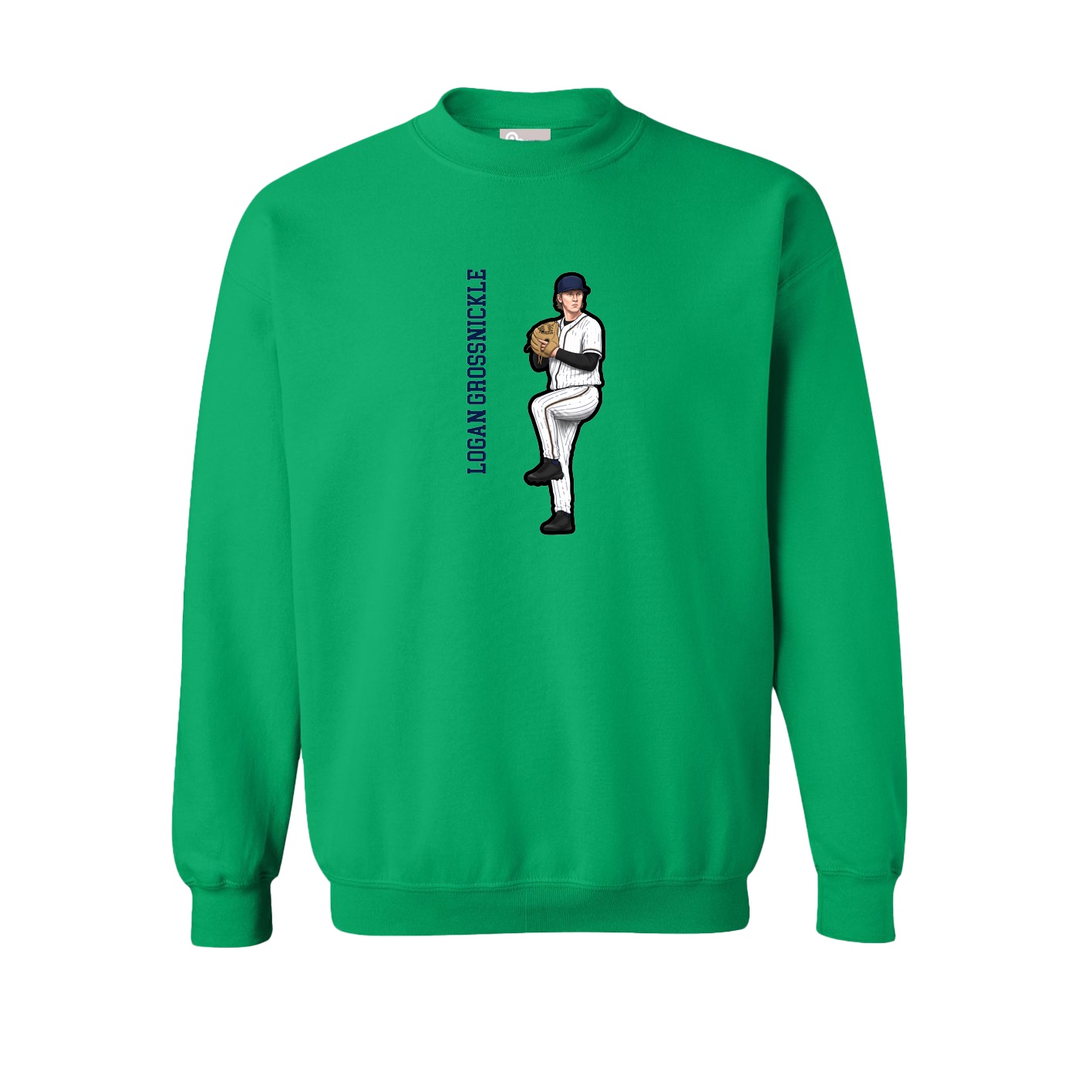 Fleece Crew — Name Vertical in Green