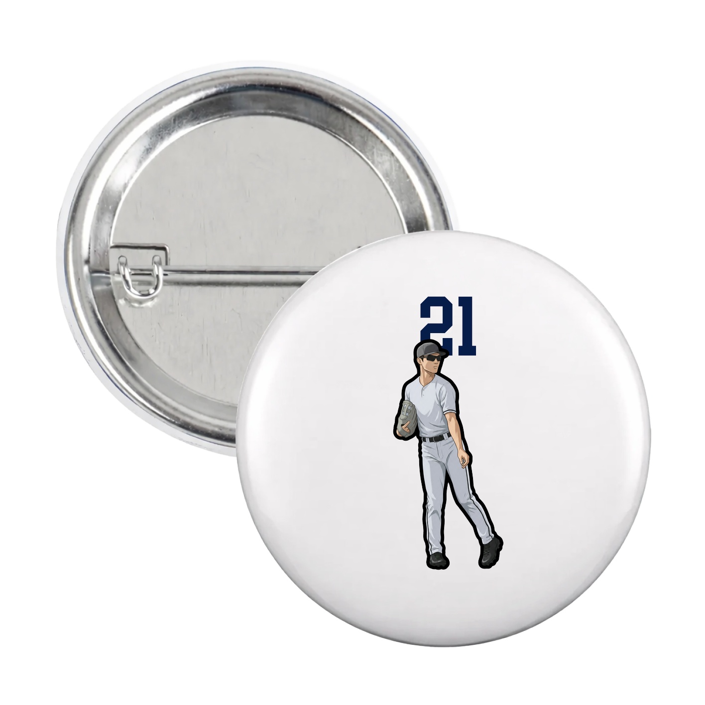 Game Day Button — Number Top in White