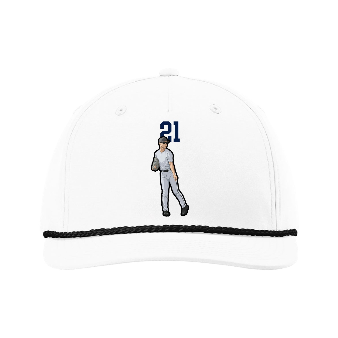 Five-Panel Classic Rope Cap — Number Top in White