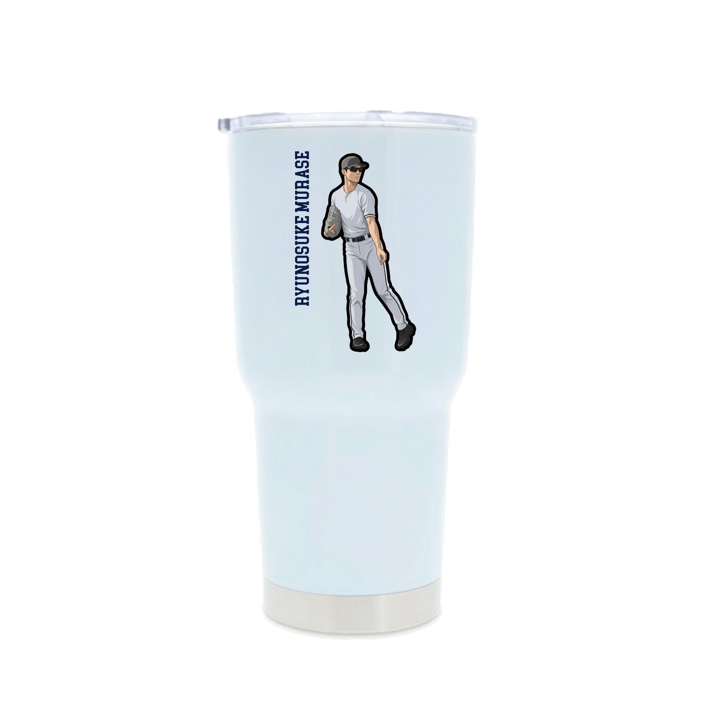 30oz Stainless Steel Tumbler — Name Vertical in White