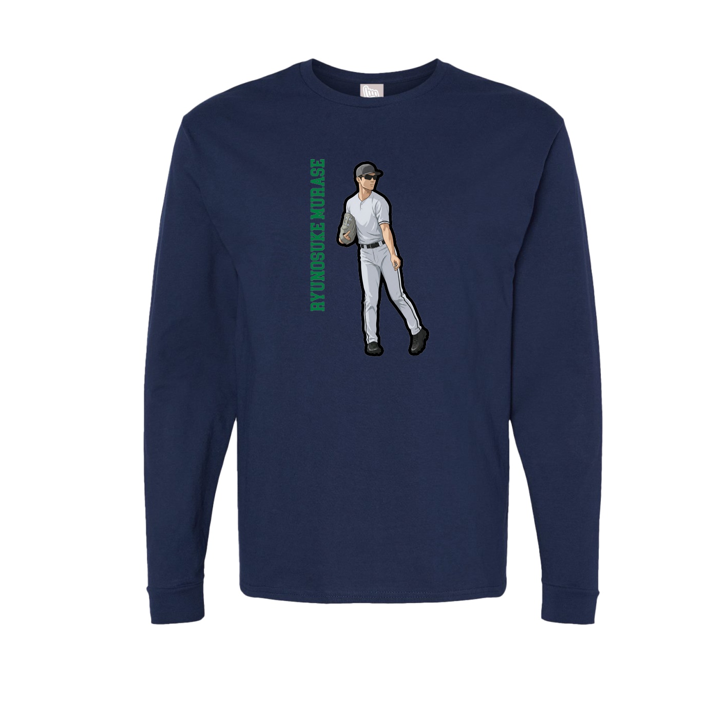 Long Sleeve Tee — Name Vertical in Navy
