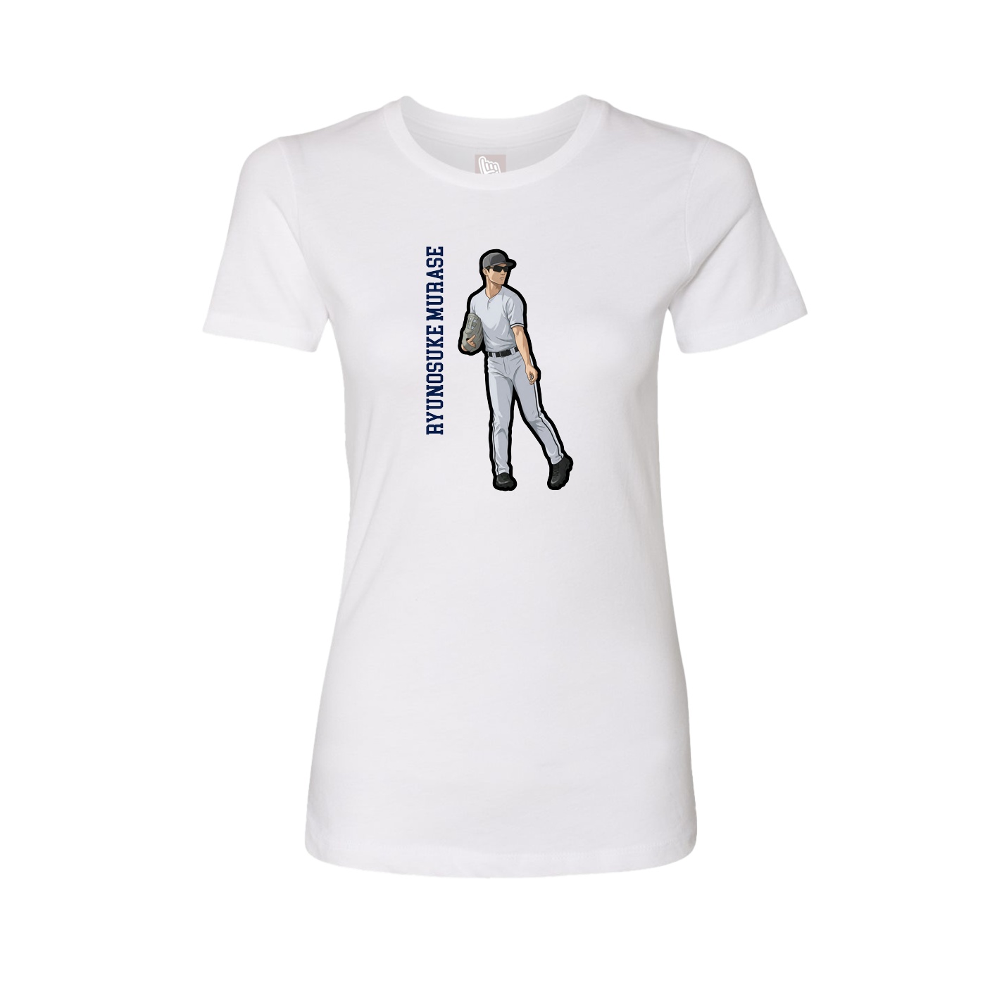 Fitted Women's Tee — Name Vertical in White