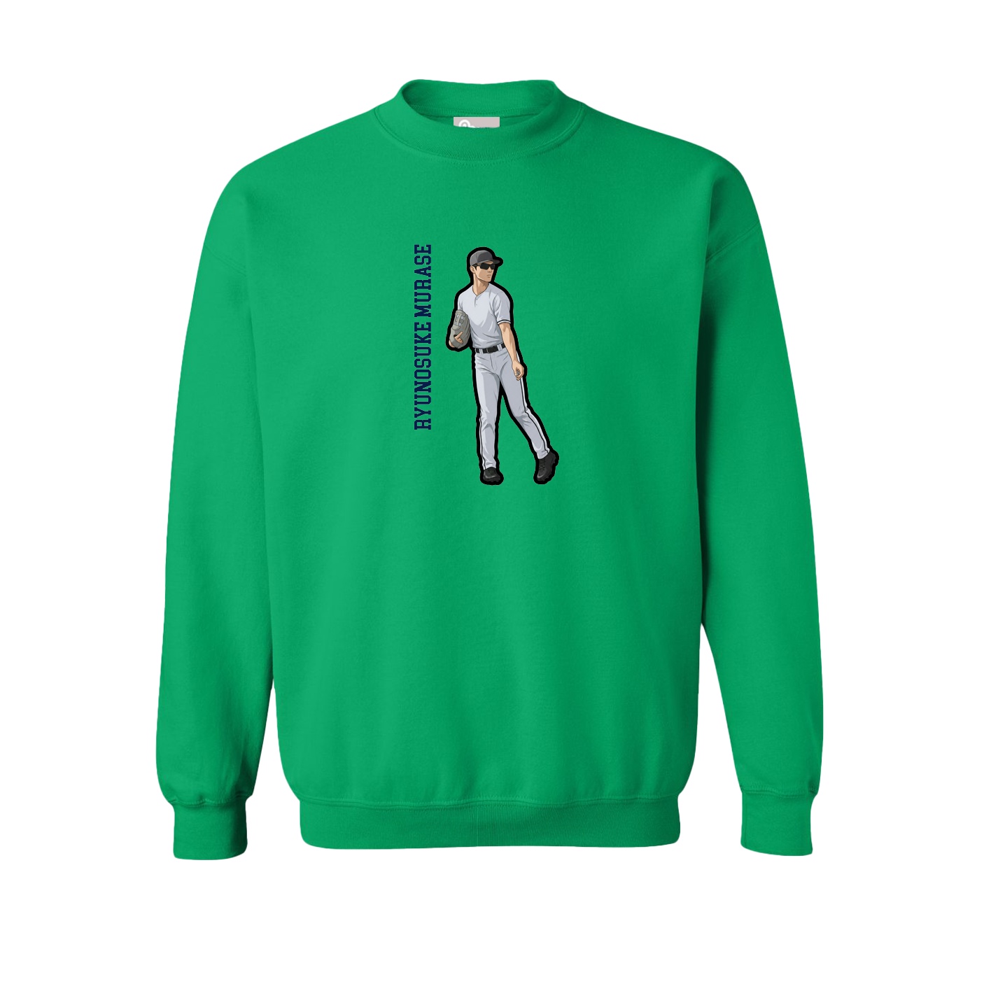 Fleece Crew — Name Vertical in Green