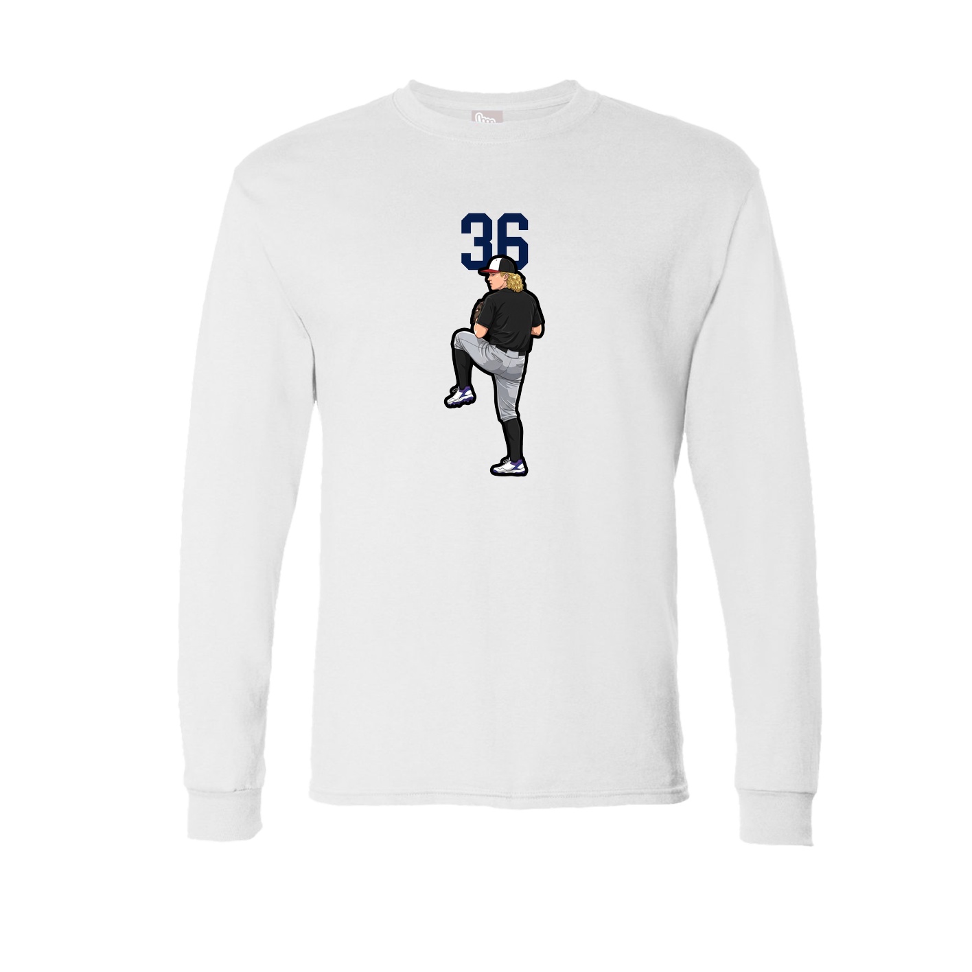Long Sleeve Tee — Number Top in White