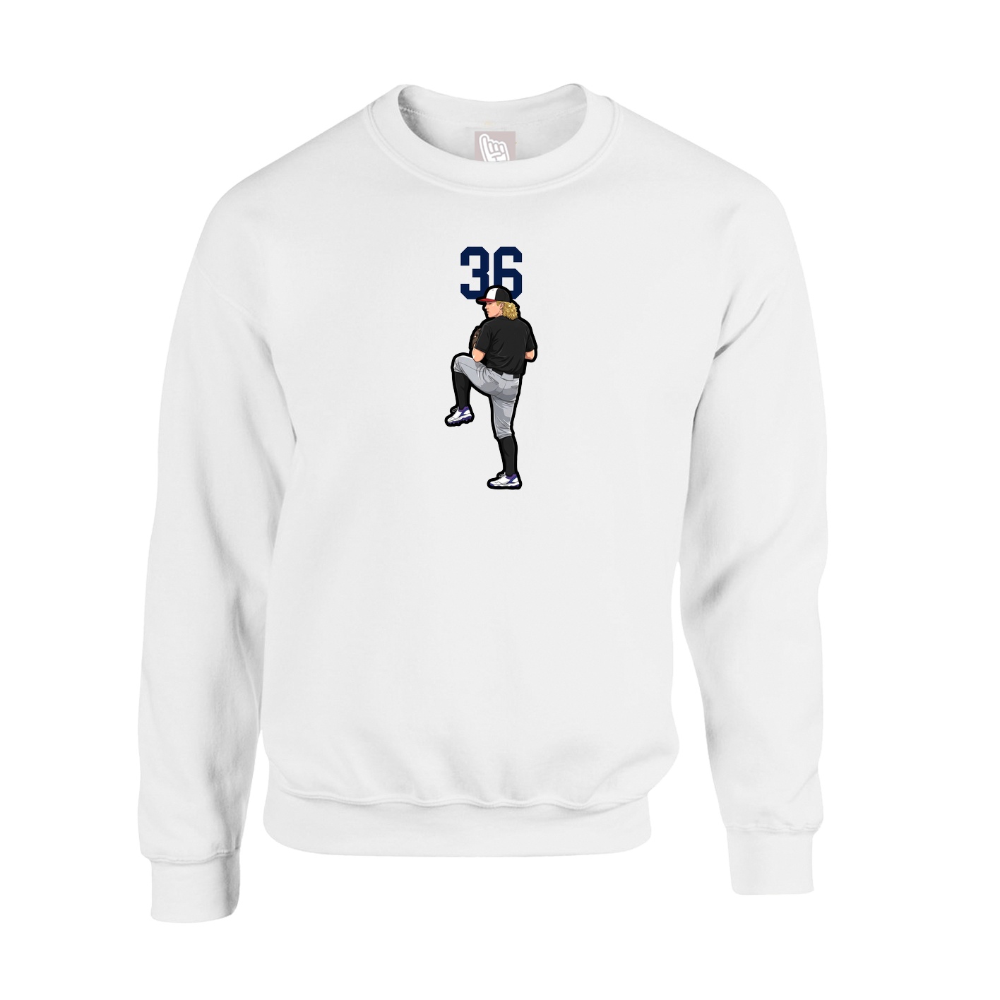 Fleece Crew — Number Top in White