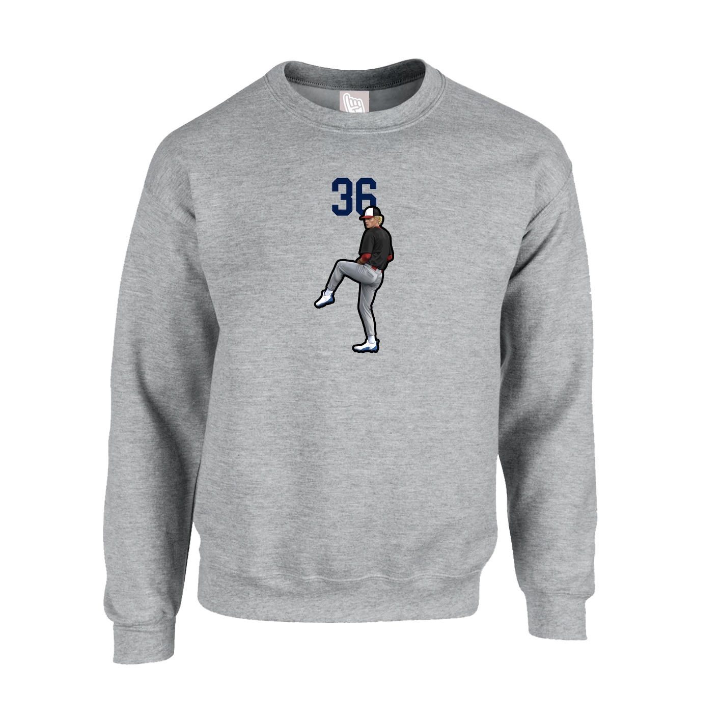 Fleece Crew — Number Top in Grey