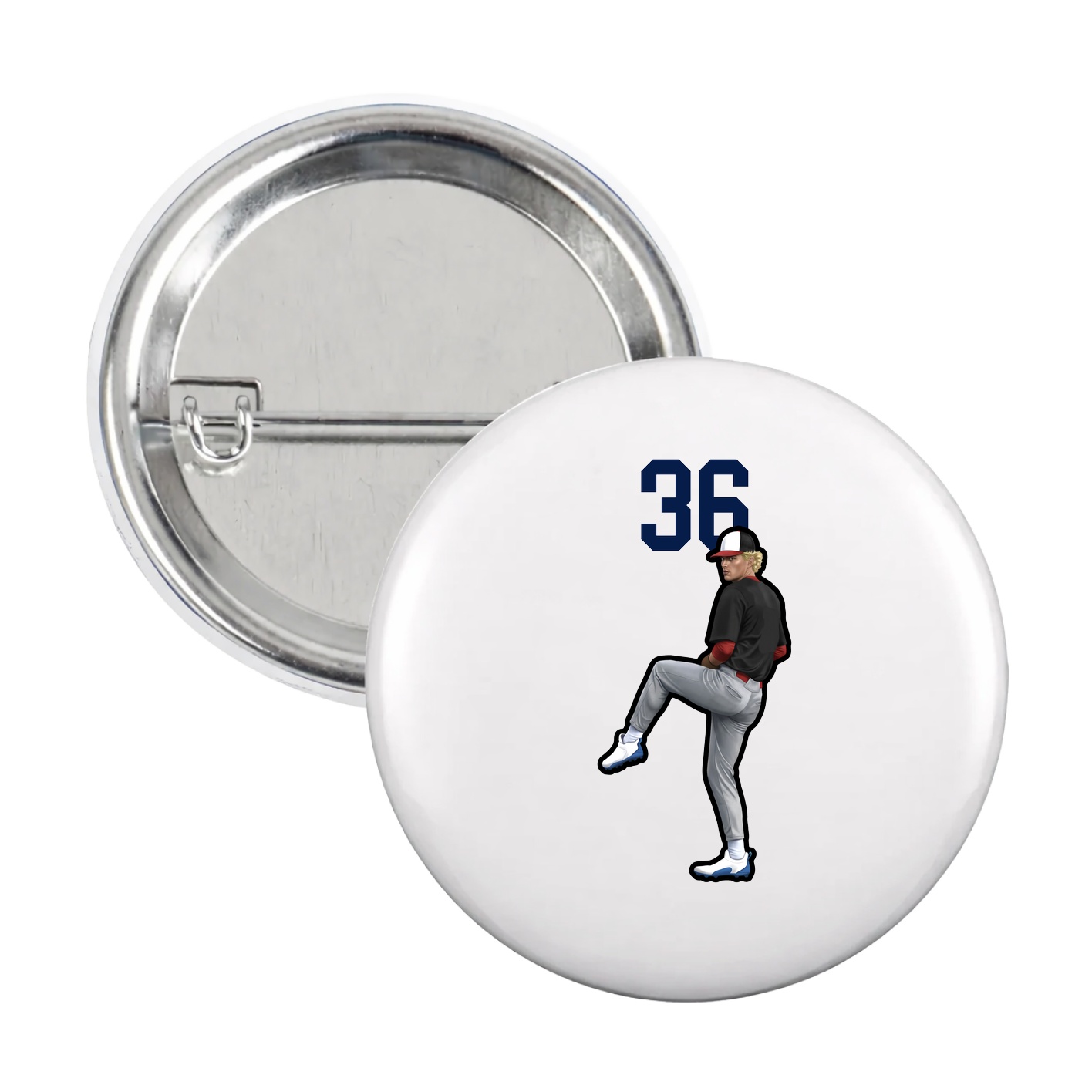 Game Day Button — Number Top in White