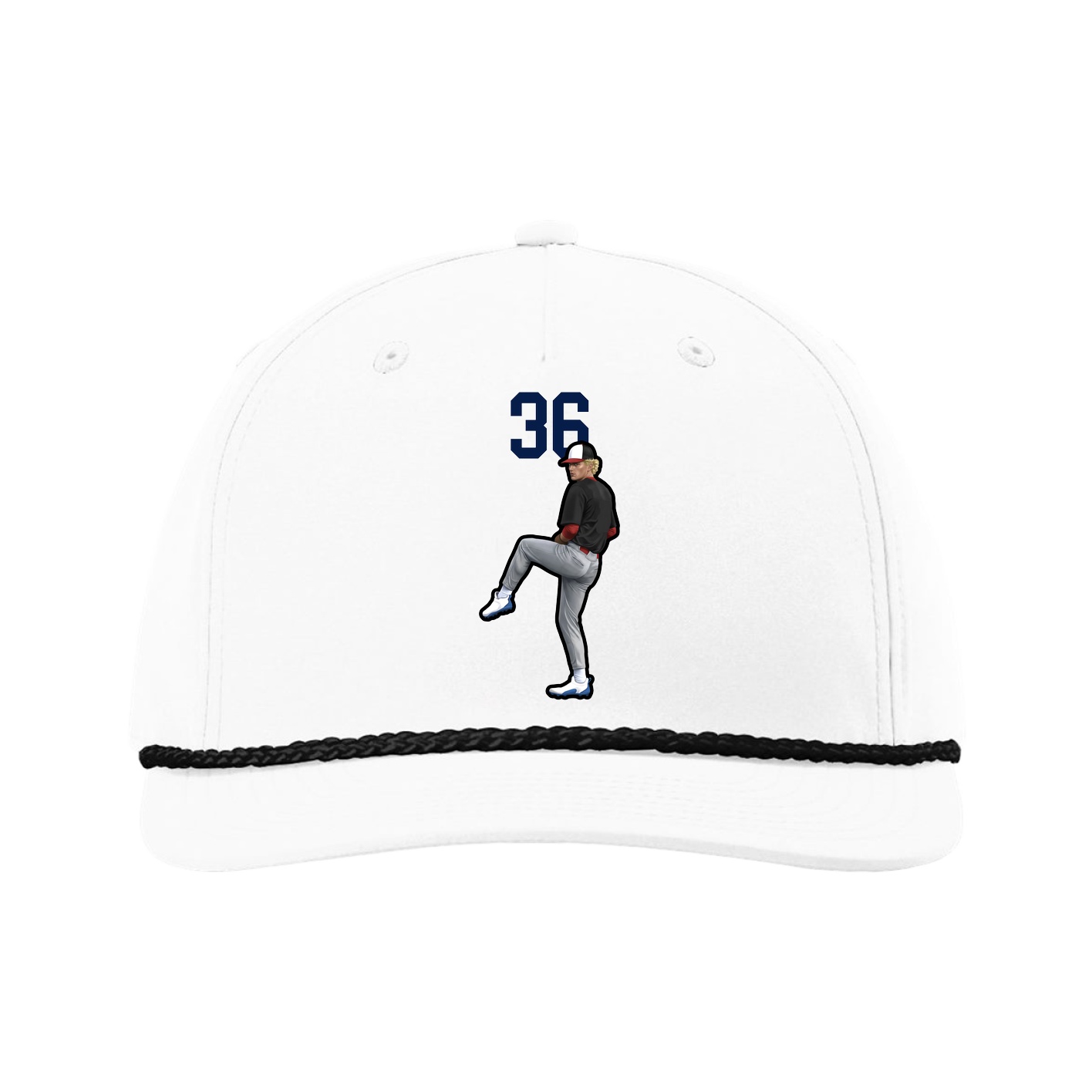 Five-Panel Classic Rope Cap — Number Top in White