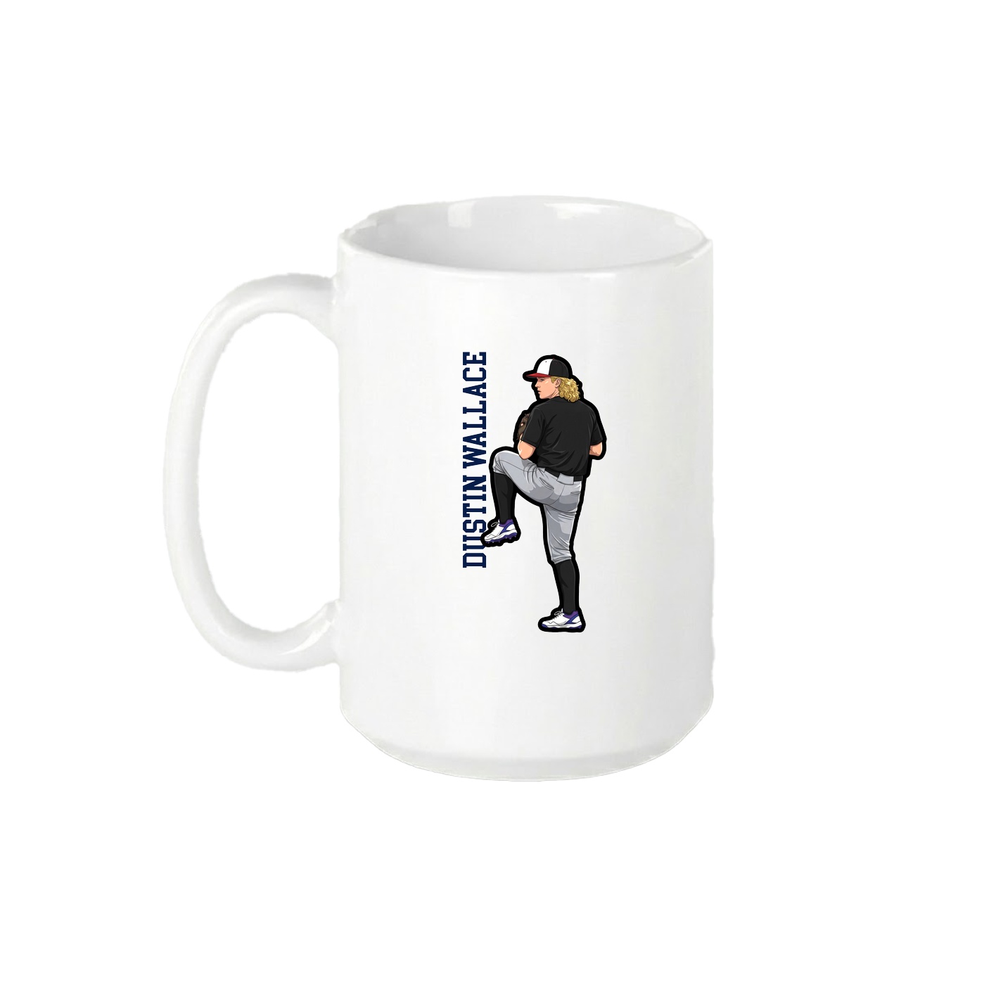 15oz Coffee Mug — Name Vertical in White