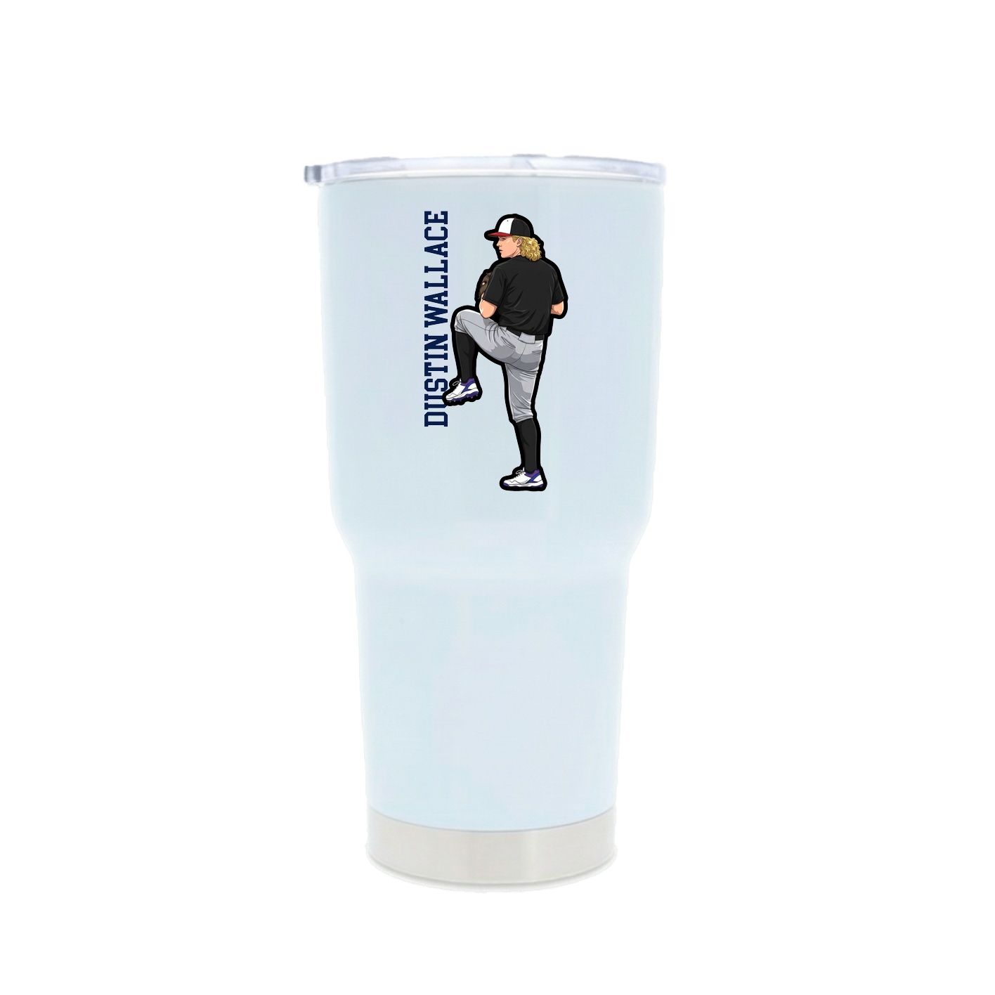30oz Stainless Steel Tumbler — Name Vertical in White