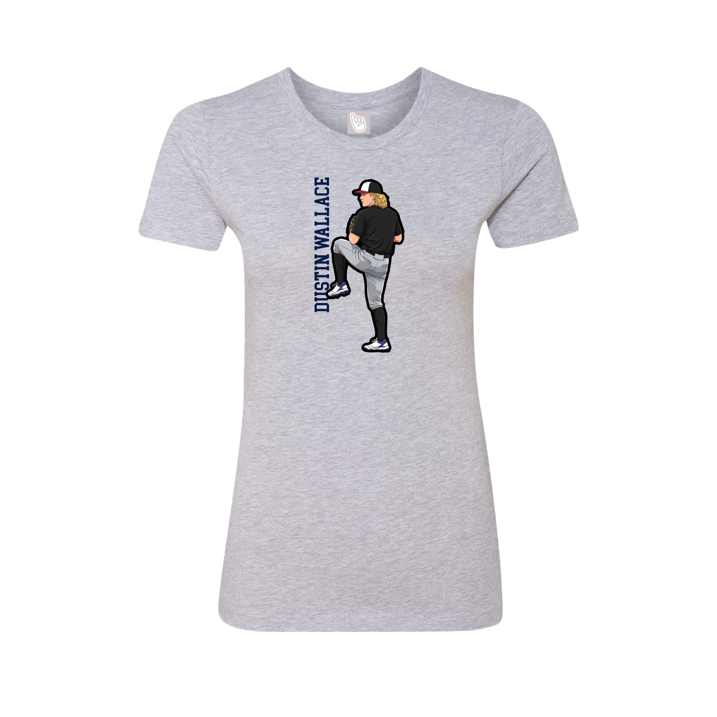 Fitted Women's Tee — Name Vertical in Grey