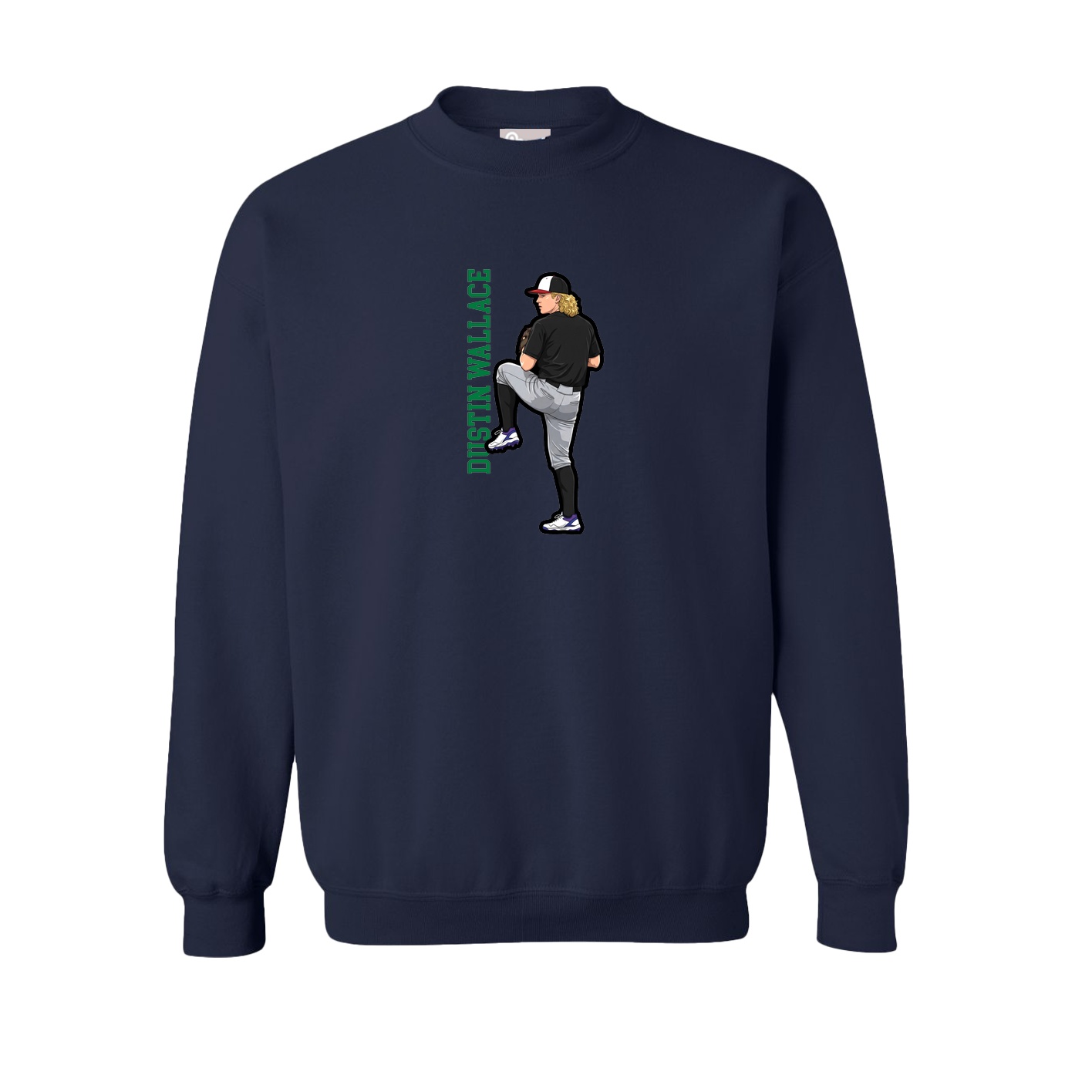 Fleece Crew — Name Vertical in Navy