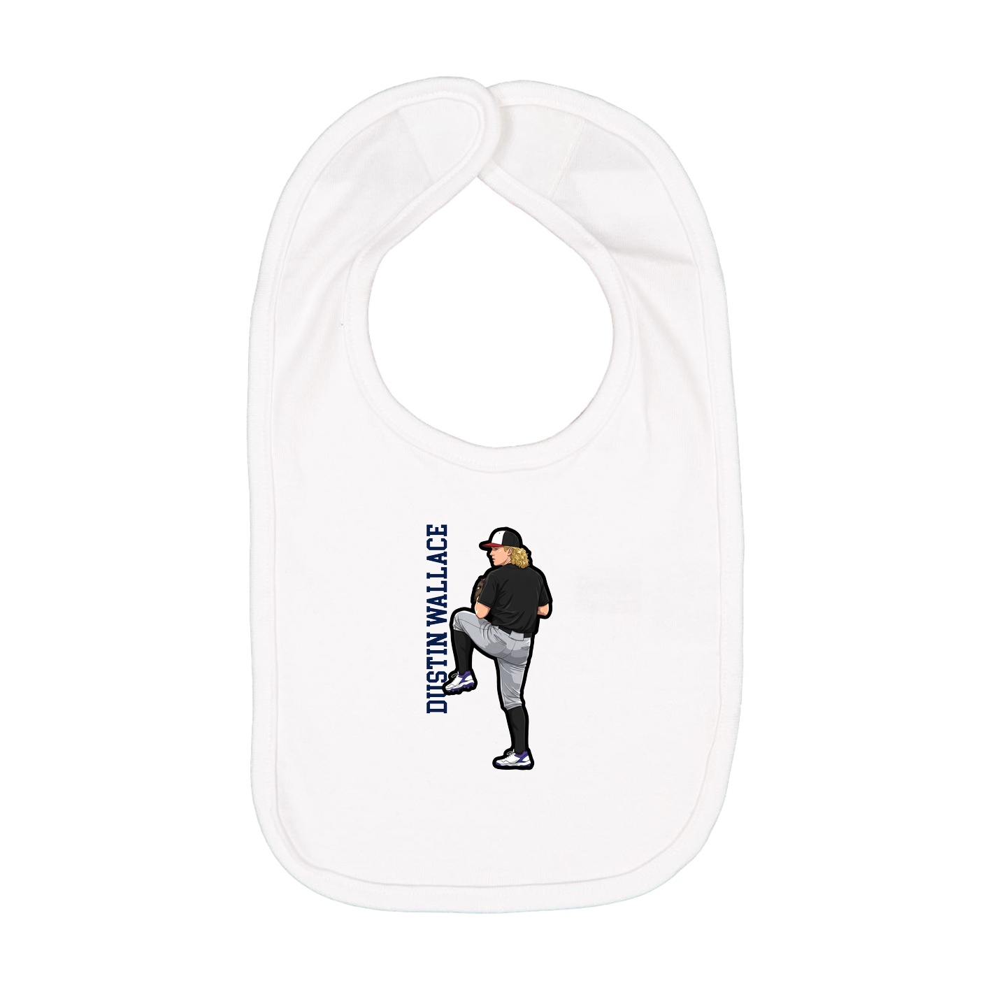 Infant Bib — Name Vertical in White
