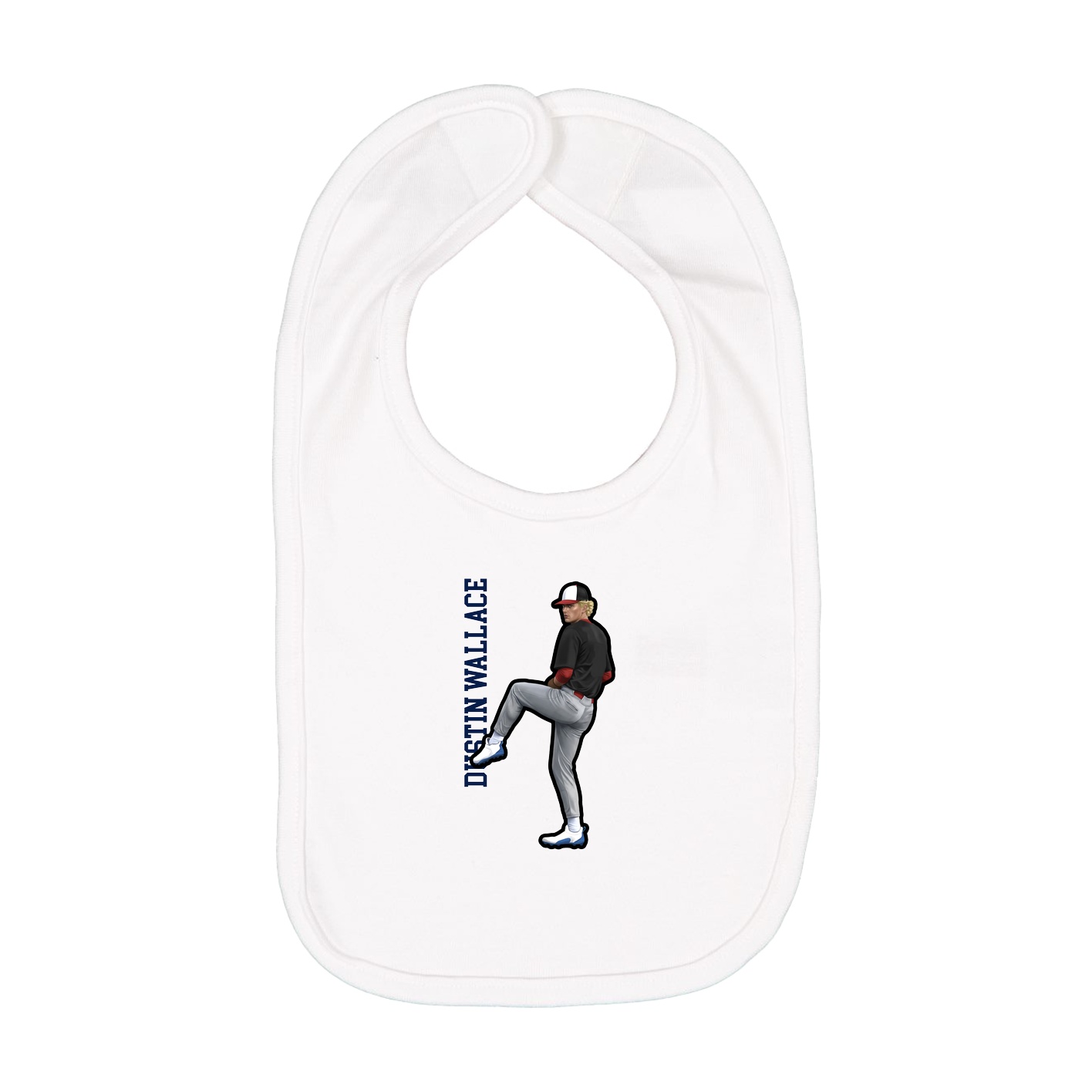 Infant Bib — Name Vertical in White