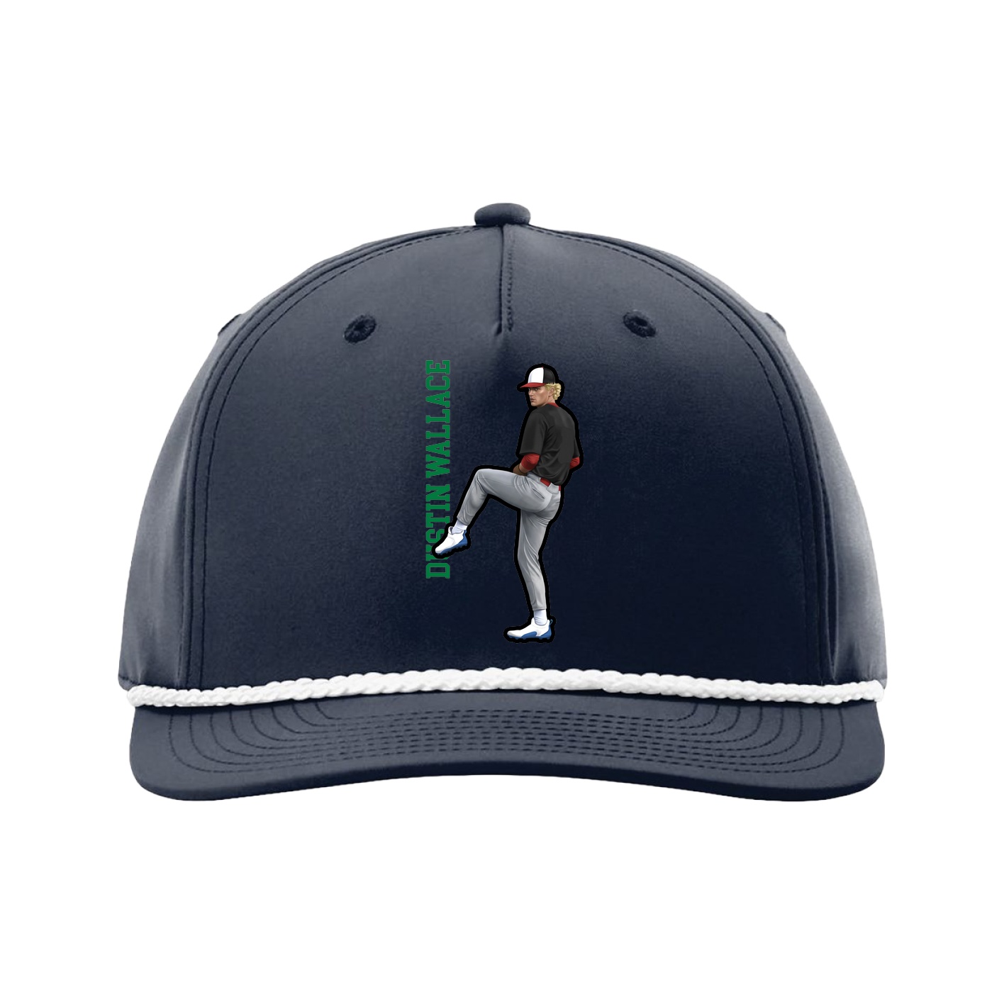 Five-Panel Classic Rope Cap — Name Vertical in Navy
