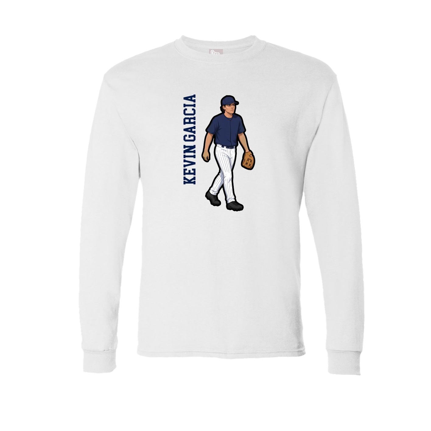 Long Sleeve Tee — Name Vertical in White
