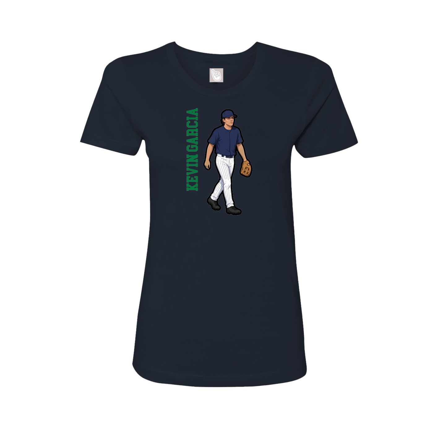 Fitted Women's Tee — Name Vertical in Navy