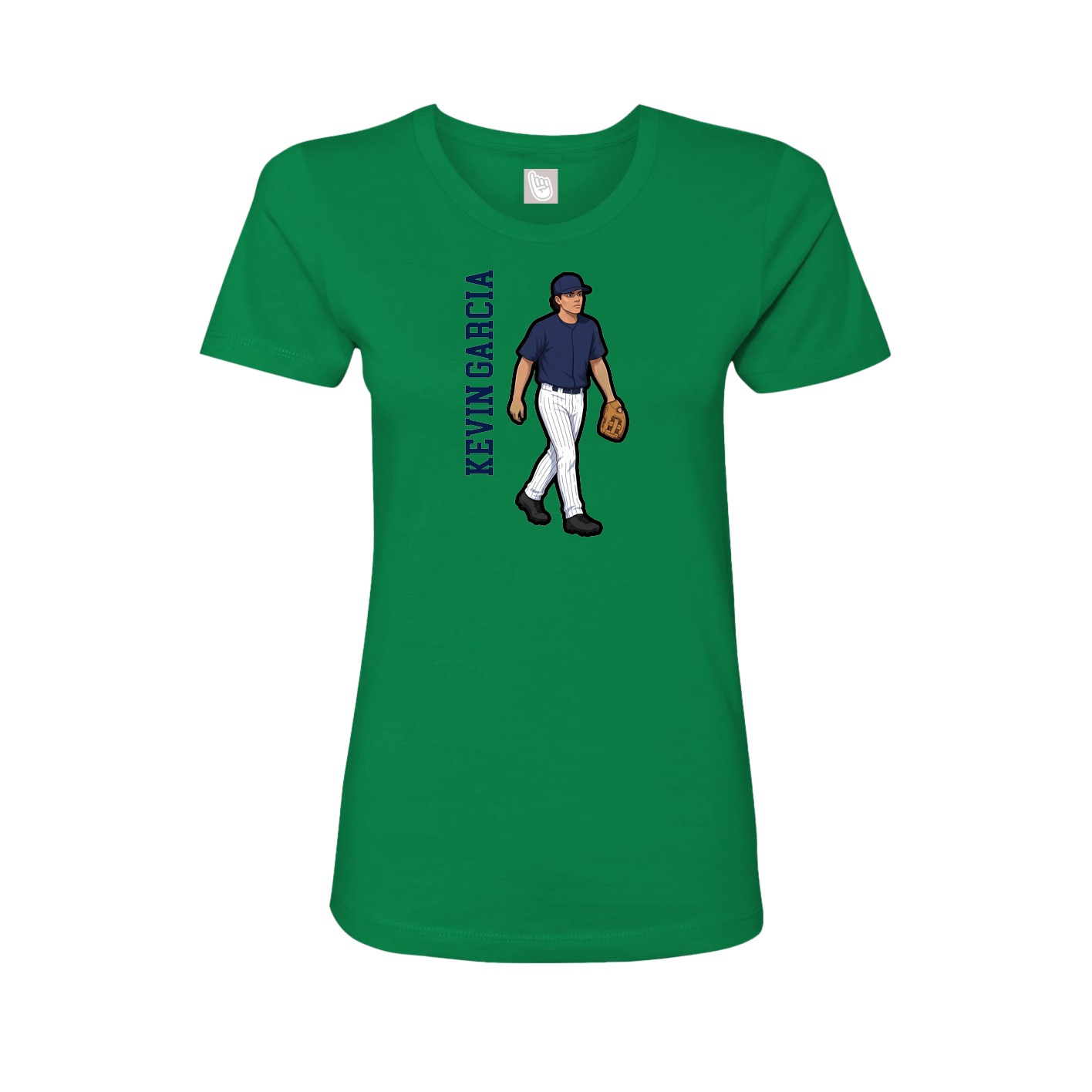 Fitted Women's Tee — Name Vertical in Green