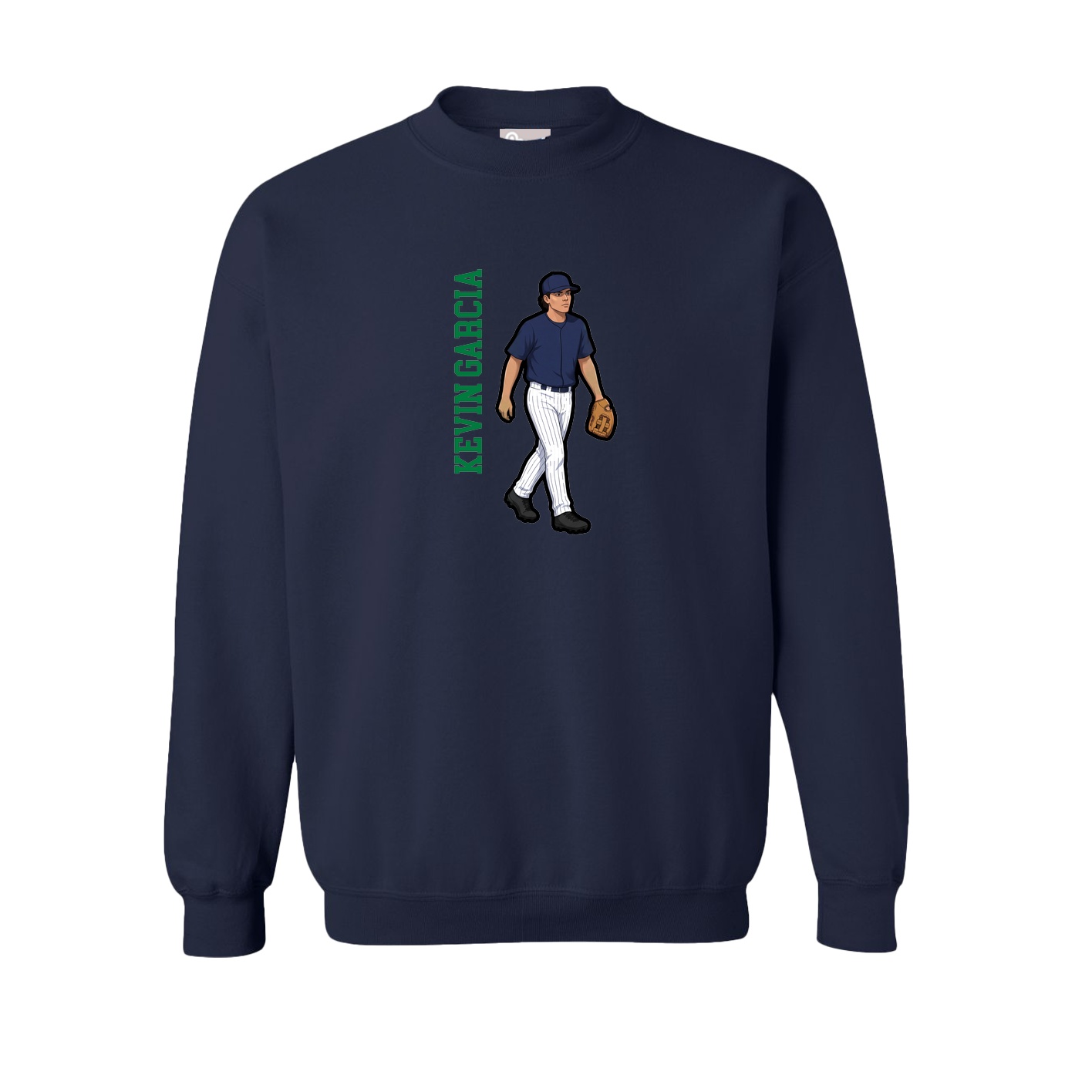 Fleece Crew — Name Vertical in Navy